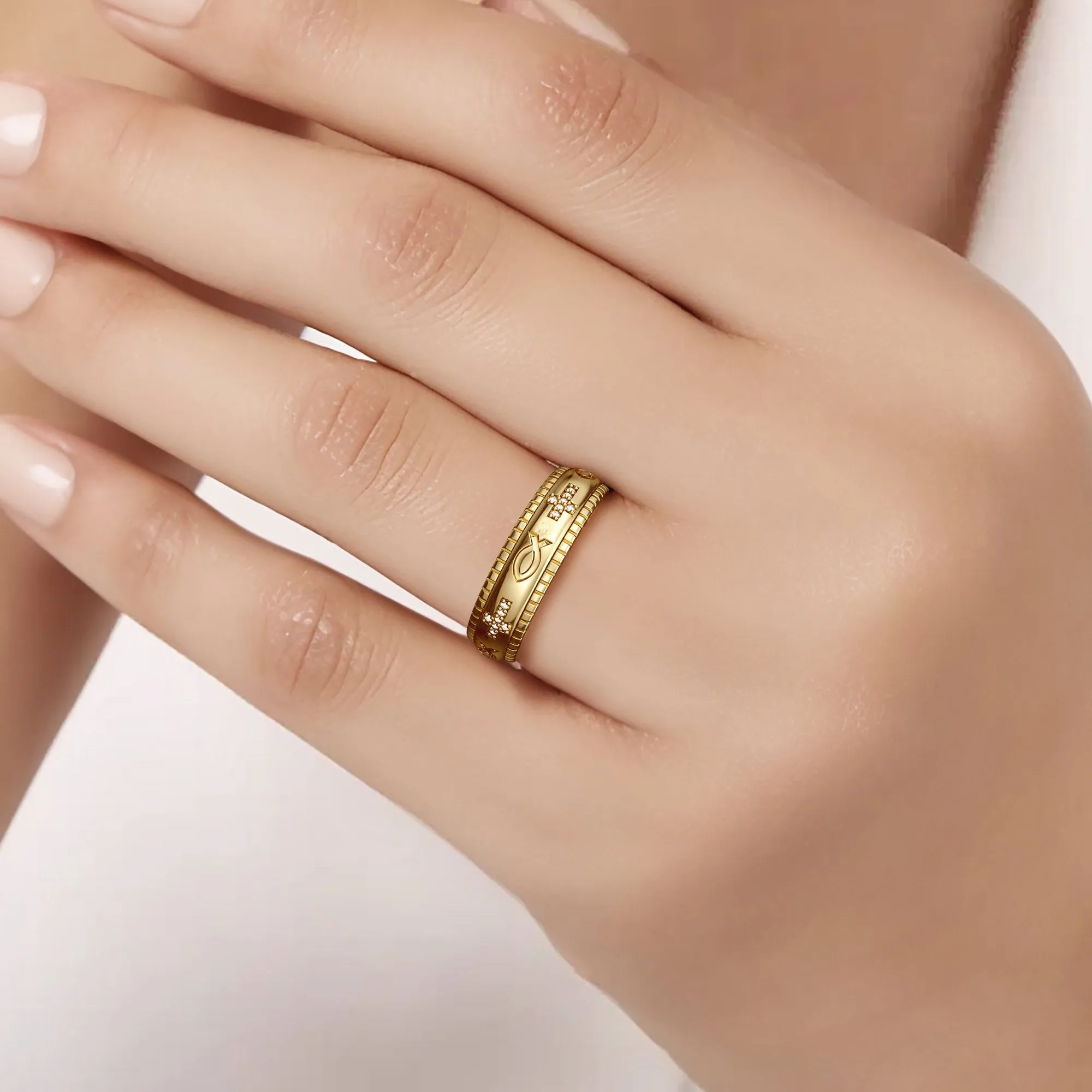 Cross Ichthys Meditations Spinner Fidget Ring For Anxiety Relief sold by Vanimy Jewelry product image thumbnail 4