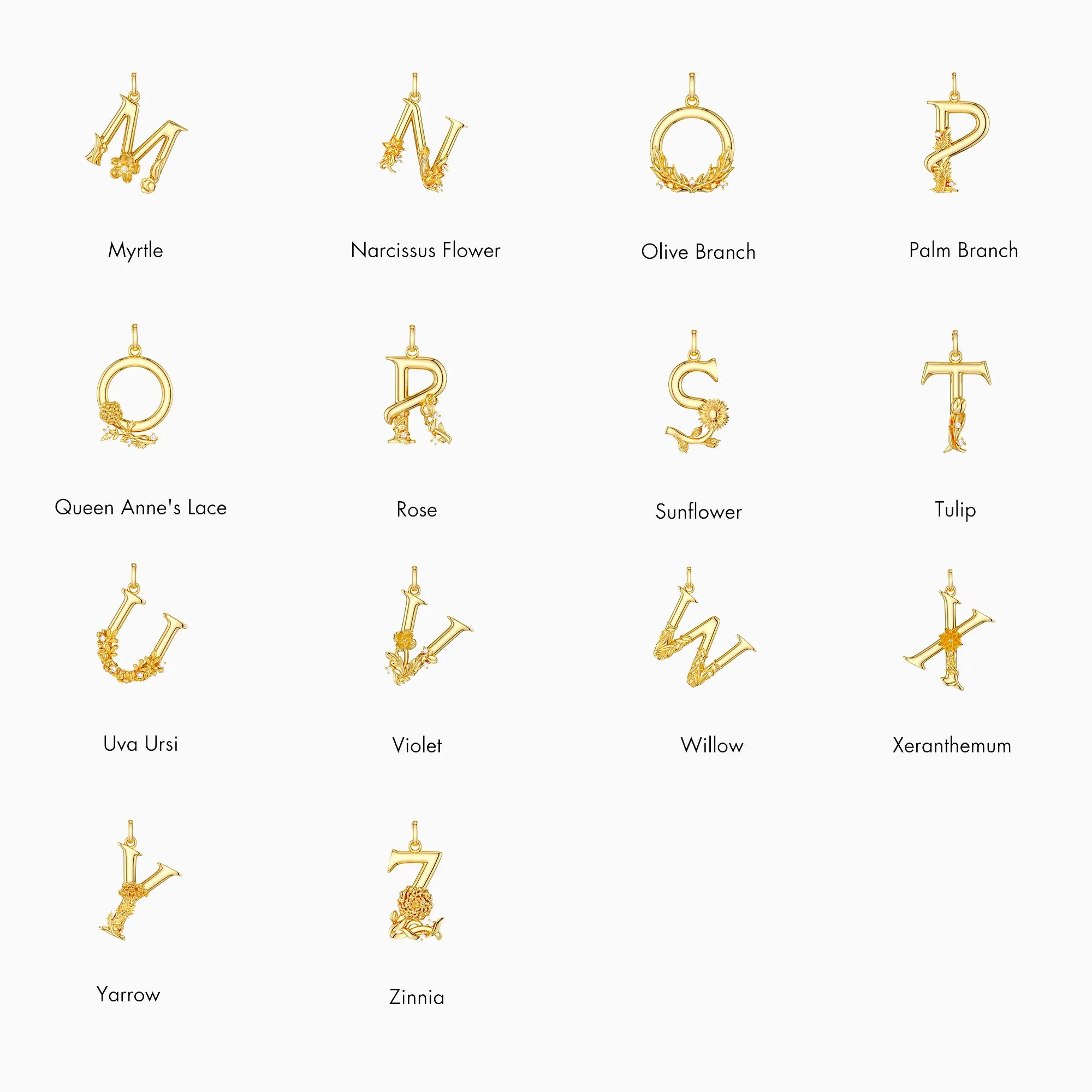 Blossom Letter A-Z Pendant sold by Vanimy Jewelry product image thumbnail 2