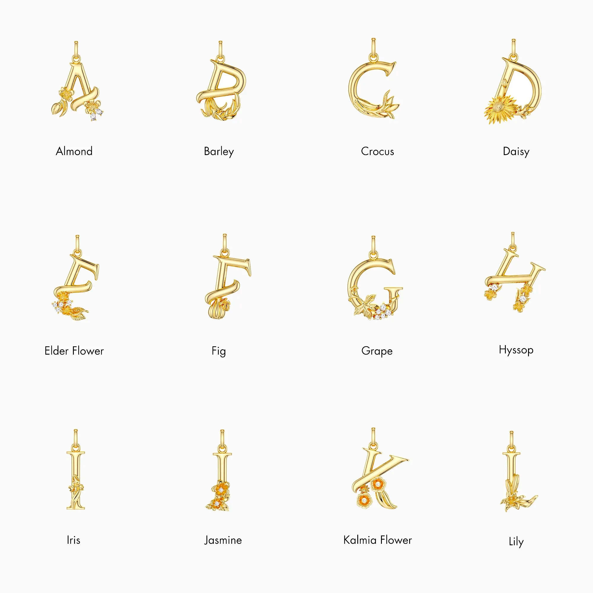 Blossom Letter A-Z Pendant sold by Vanimy Jewelry