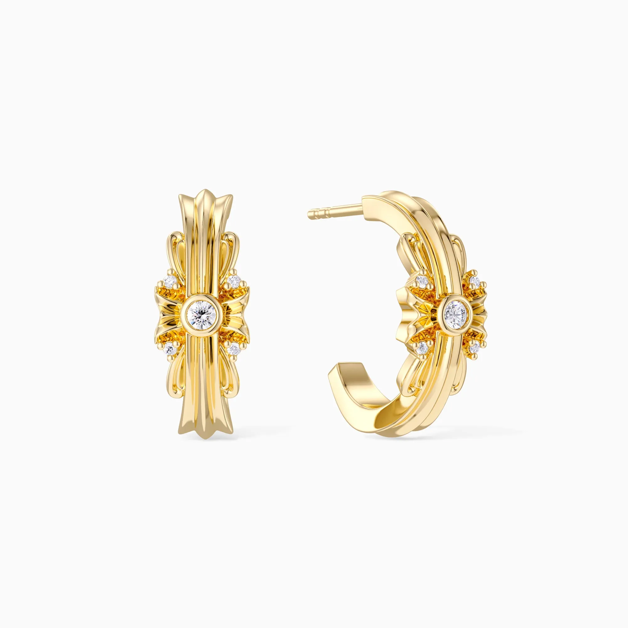 Byzantine Edge Cross Hoop Earrings sold by Vanimy Jewelry