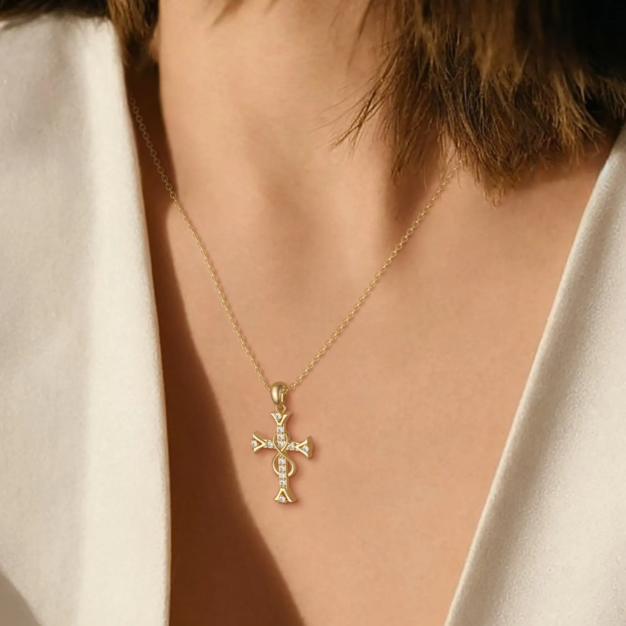 Infinity Sterling Silver Cross Necklace sold by Vanimy Jewelry product image thumbnail 3