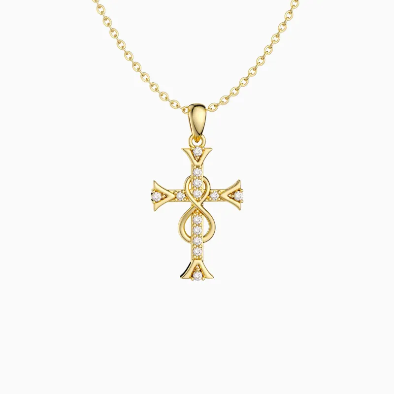 Infinity Sterling Silver Cross Necklace sold by Vanimy Jewelry
