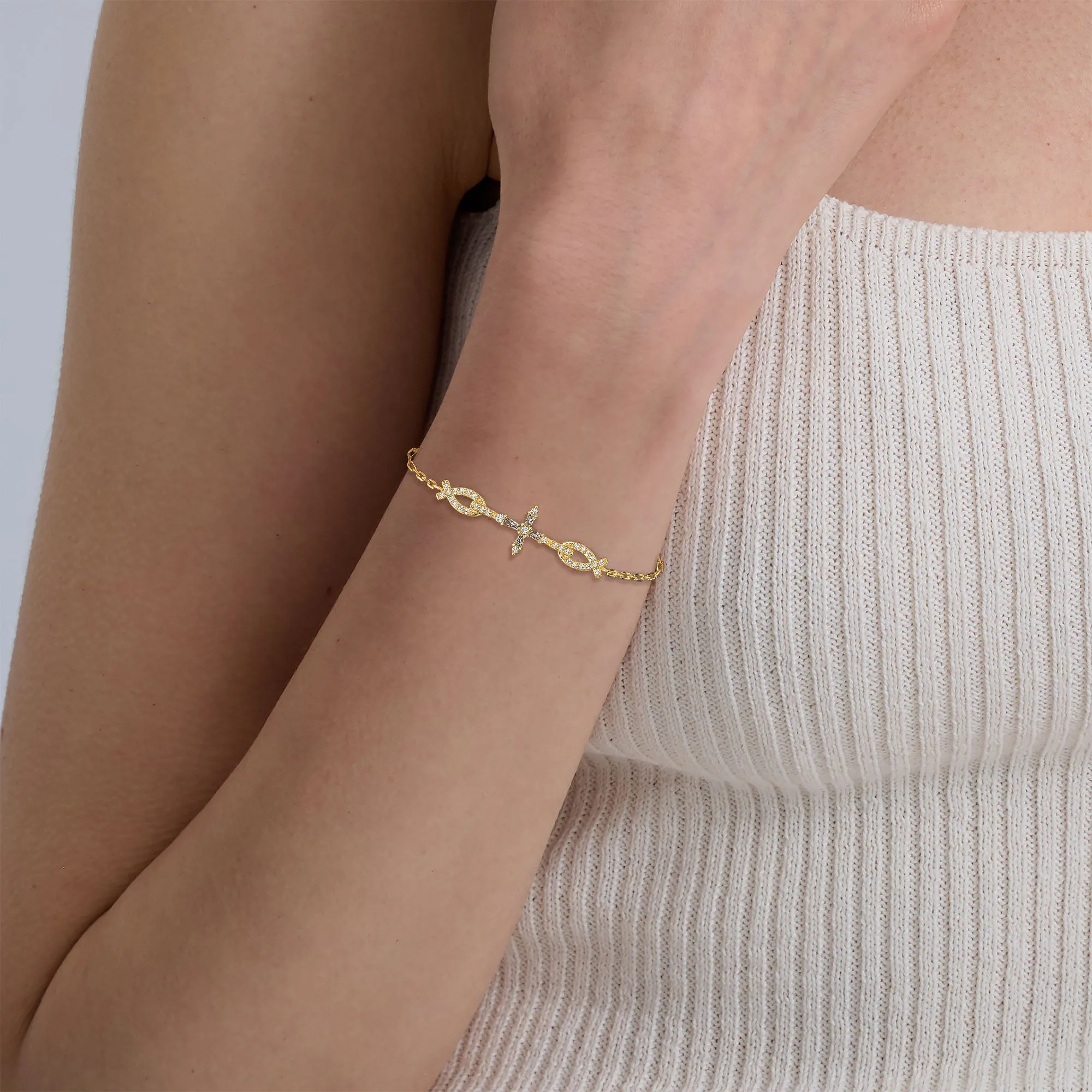 Byzantine Cross Ichthys Bonds Bracelet sold by Vanimy Jewelry product image thumbnail 2