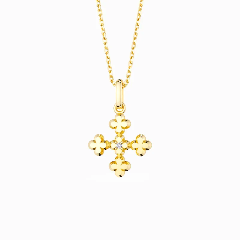 Clover Cross Charm Pendant Necklace sold by Vanimy Jewelry