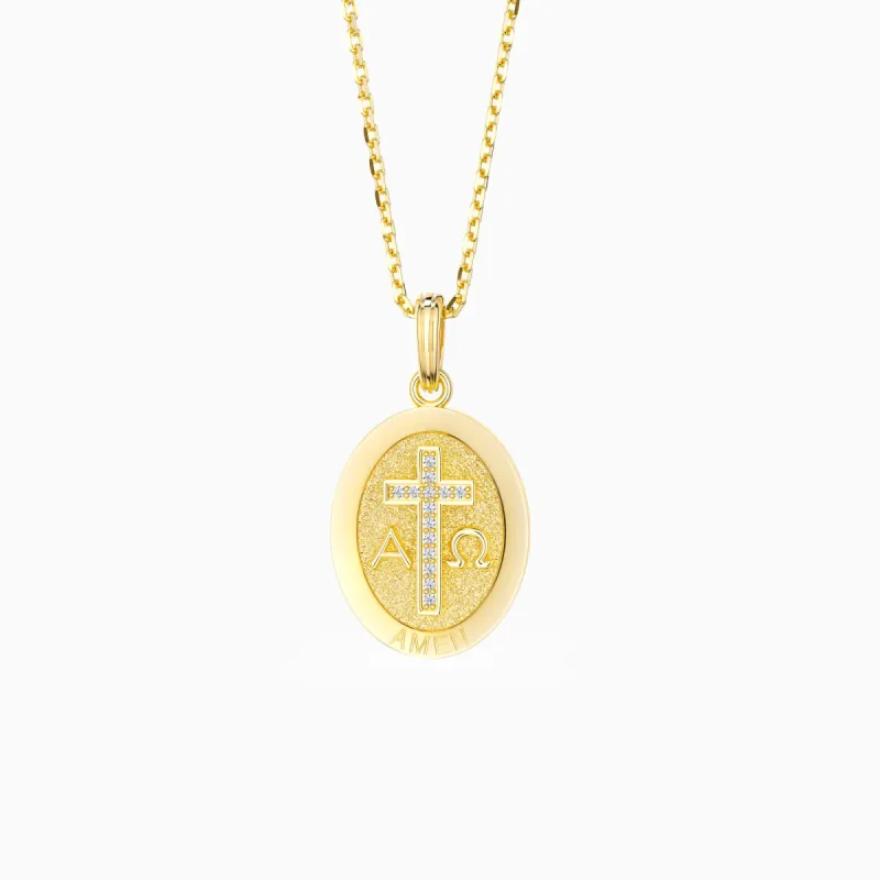 Alpha Omega Medallion Pendant Necklace sold by Vanimy Jewelry