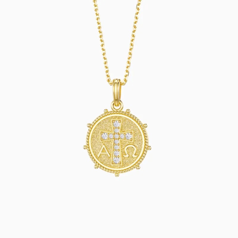 Alpha Omega Cross Medallion Necklace sold by Vanimy Jewelry