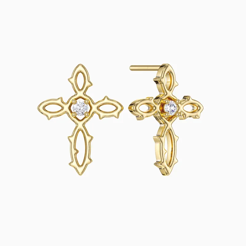 Crown of Thorns Cross Earrings sold by Vanimy Jewelry