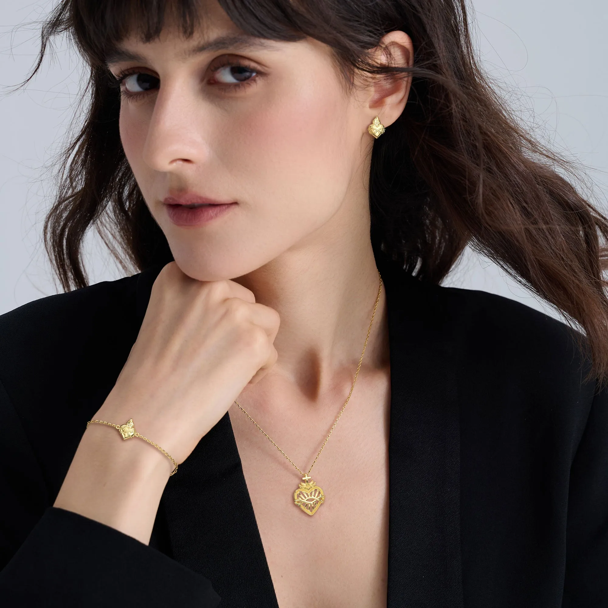 Sacred Heart Flame Stud Earrings sold by Vanimy Jewelry product image thumbnail 3