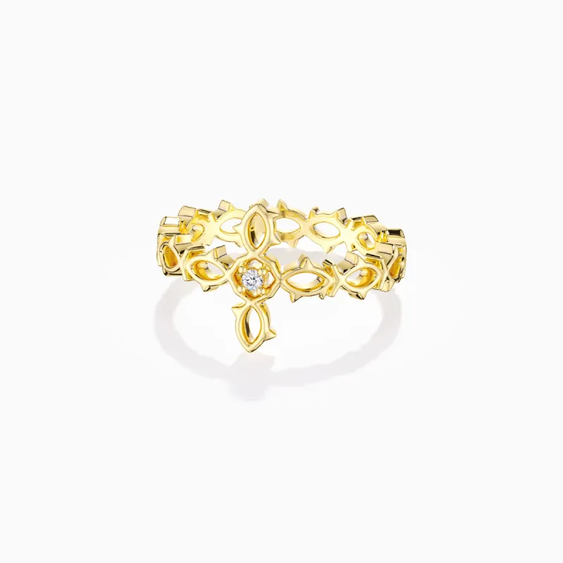 Crown of Thorns Cross Ring sold by Vanimy Jewelry