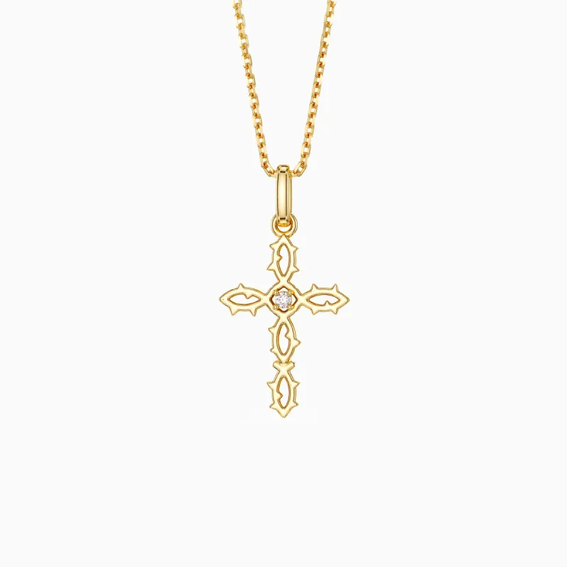 Crown of Thorns Cross Pendant Necklace sold by Vanimy Jewelry