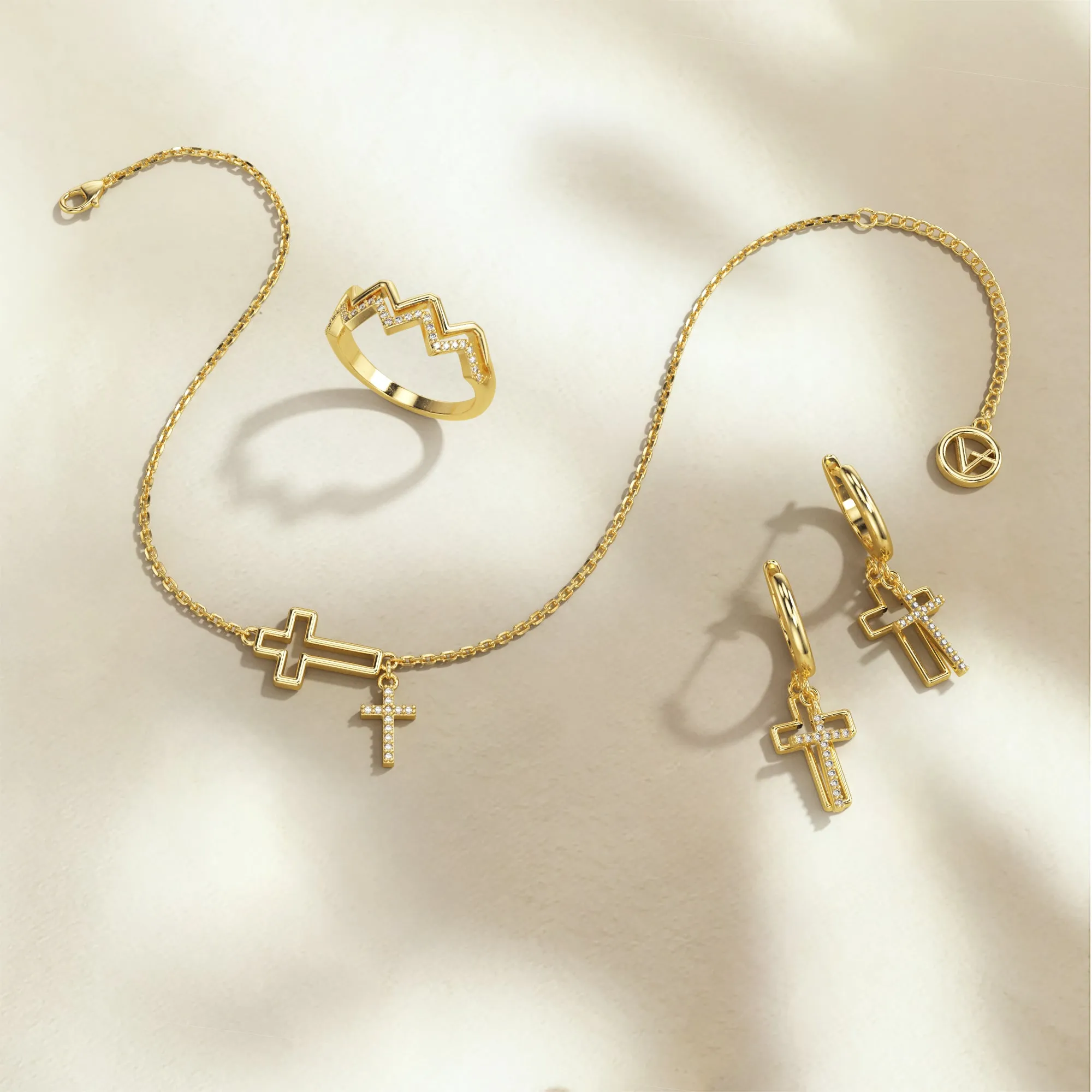 Cutout Double Cross Earrings sold by Vanimy Jewelry product image thumbnail 4