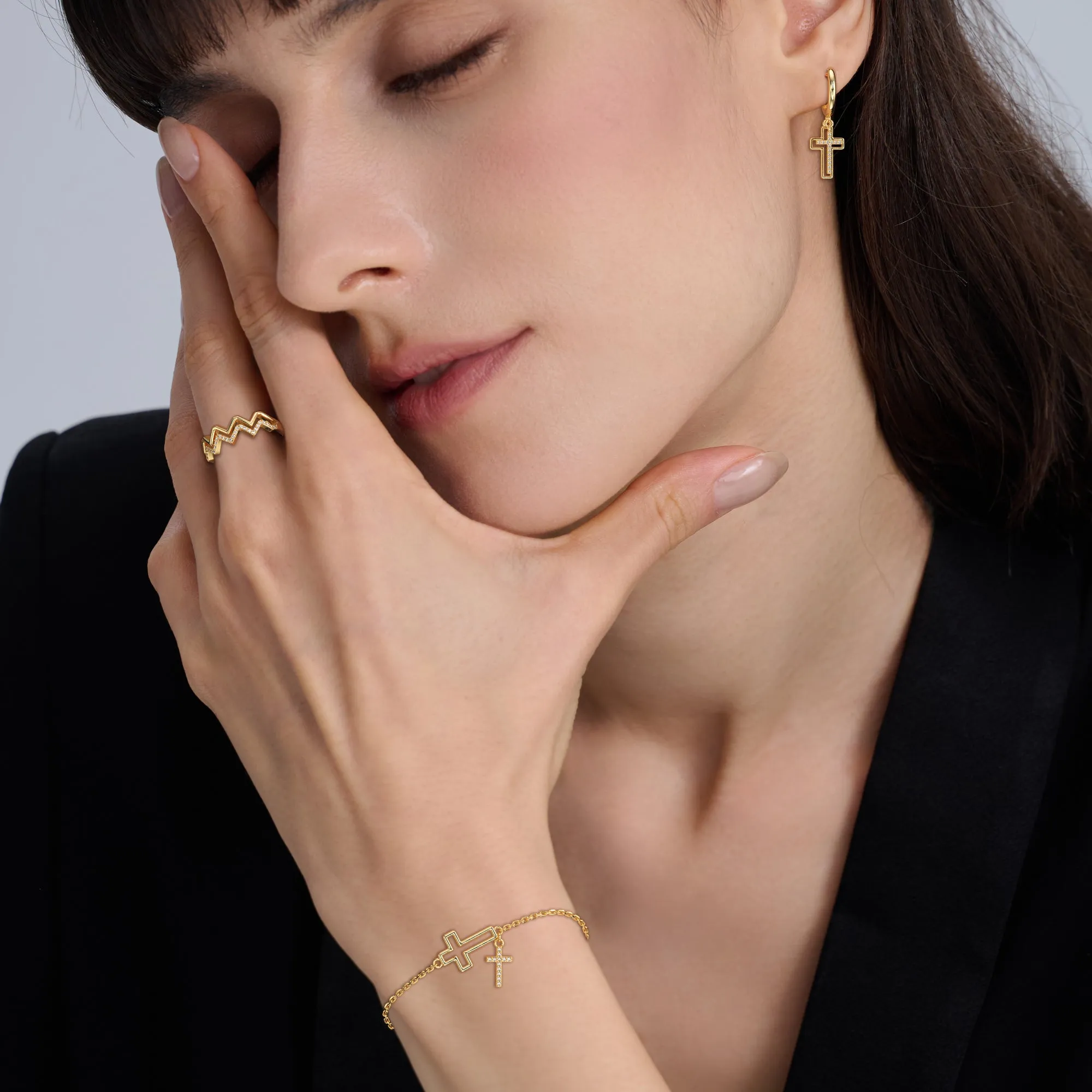 Cutout Double Cross Earrings sold by Vanimy Jewelry product image thumbnail 5