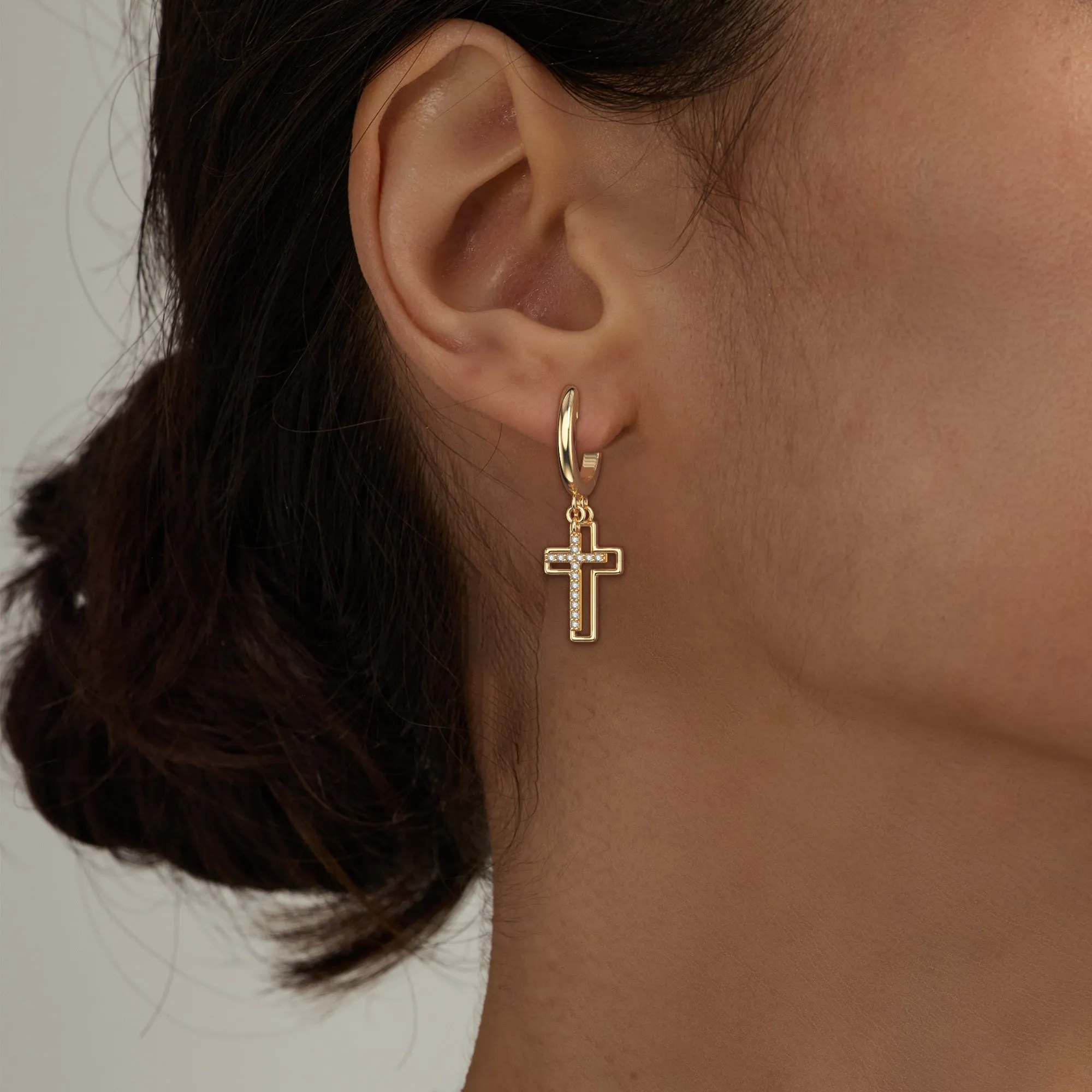Cutout Double Cross Earrings sold by Vanimy Jewelry product image thumbnail 2