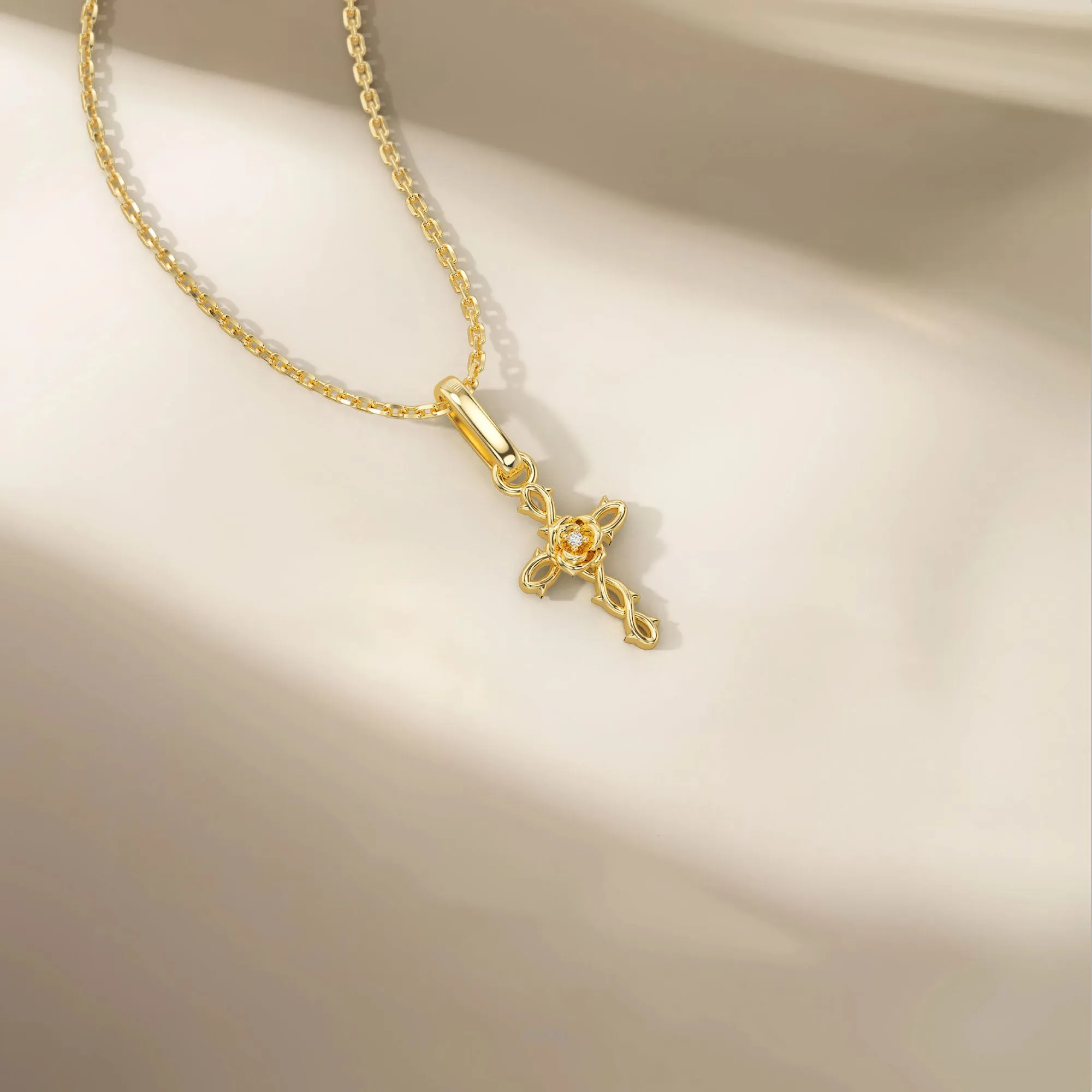 Rose Thorns Cross Charm Pendant sold by Vanimy Jewelry product image thumbnail 4