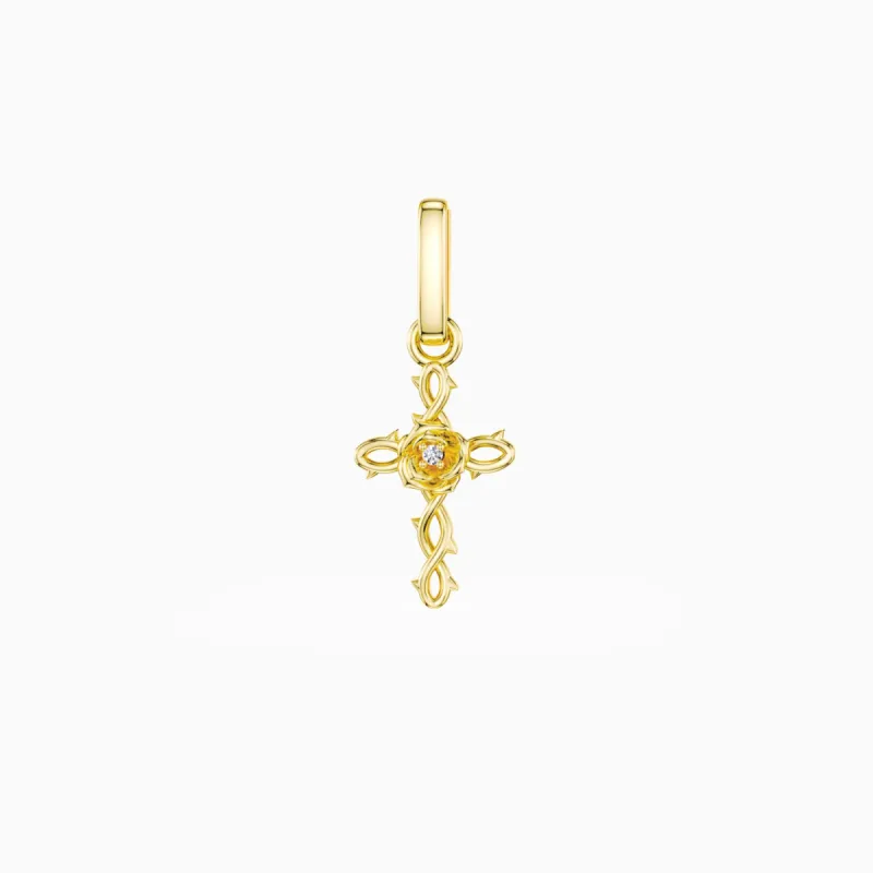 Rose Thorns Cross Charm Pendant sold by Vanimy Jewelry
