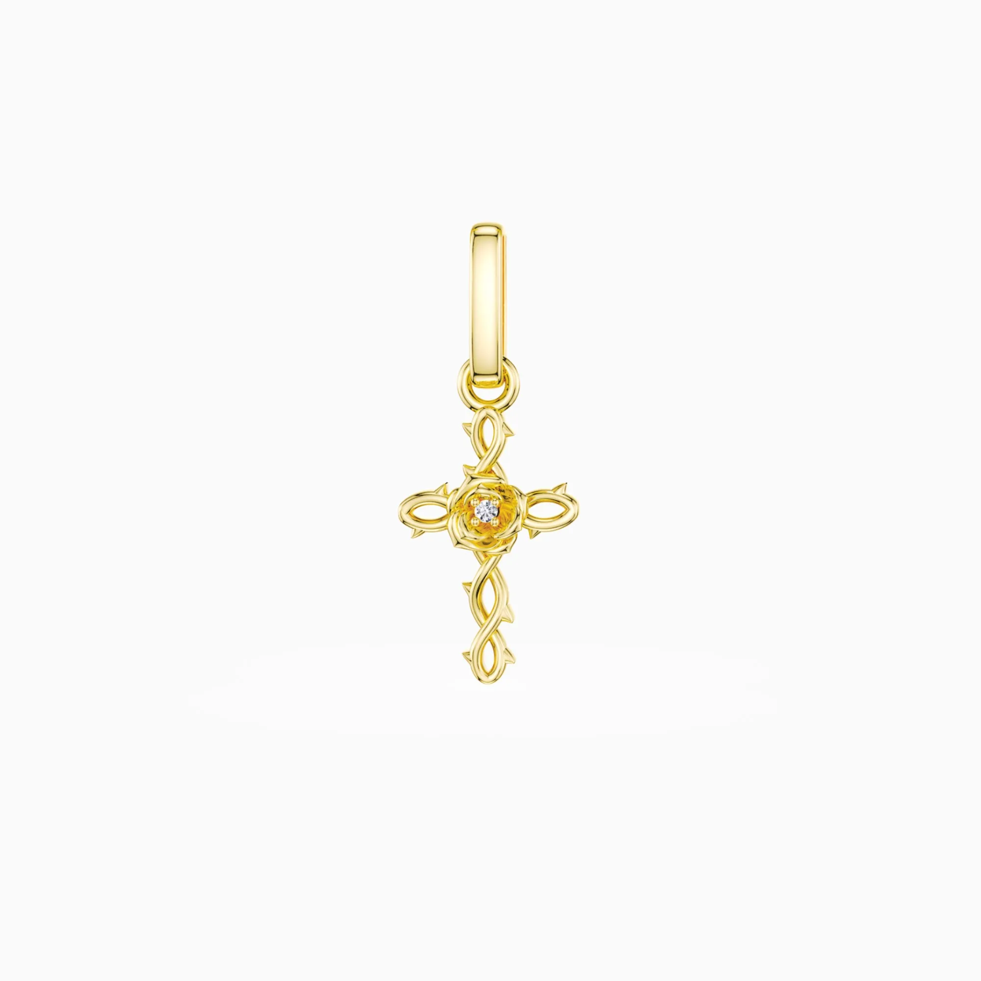 Rose Thorns Cross Charm Pendant sold by Vanimy Jewelry