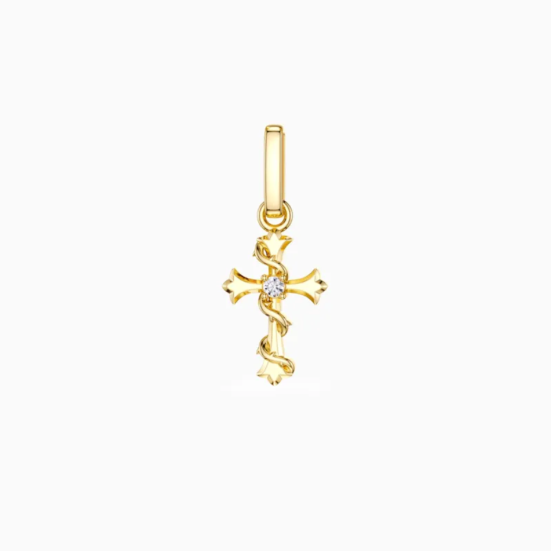 Fleur-de-Lis Thorn Cross Charm Pendant sold by Vanimy Jewelry