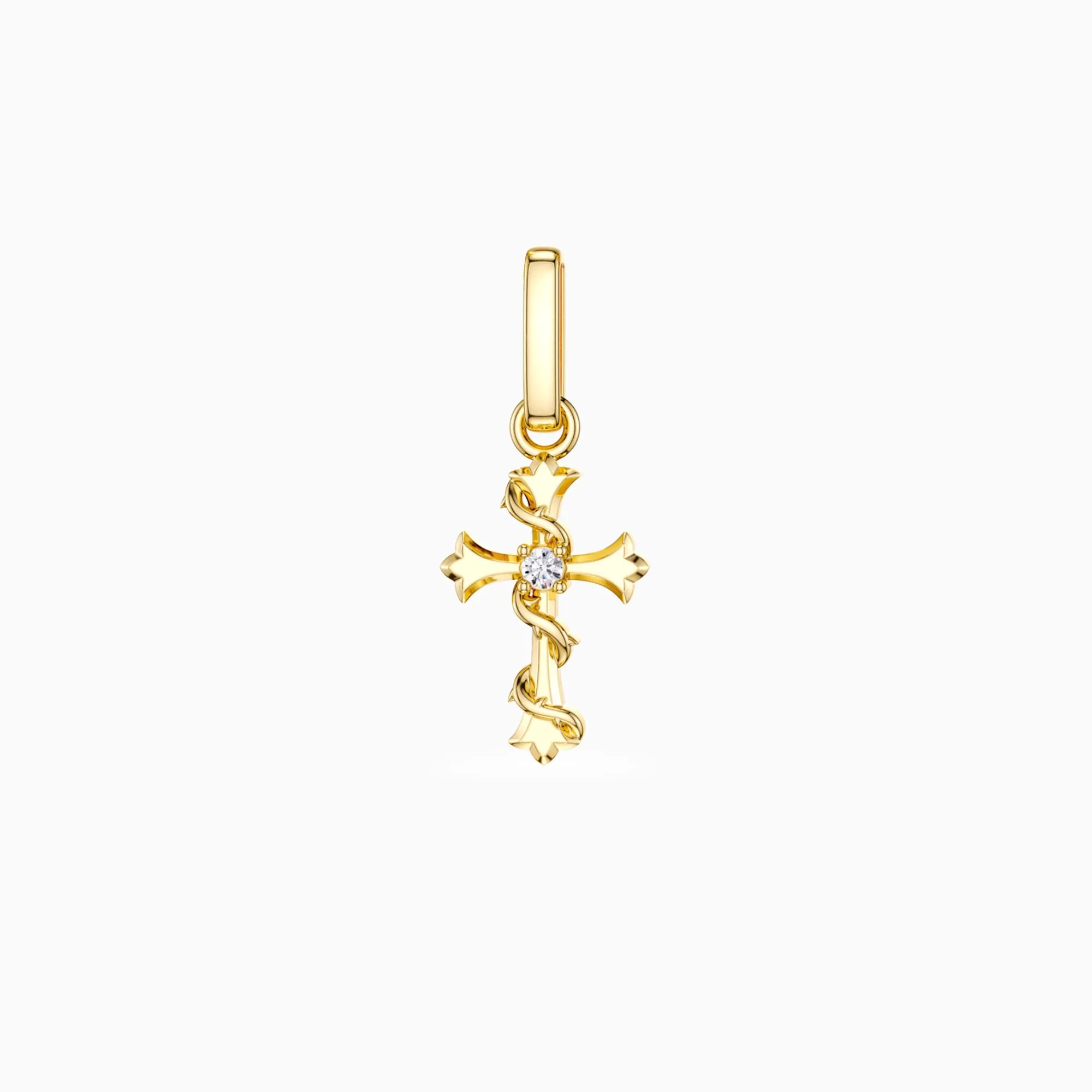 Fleur-de-Lis Thorn Cross Charm Pendant sold by Vanimy Jewelry