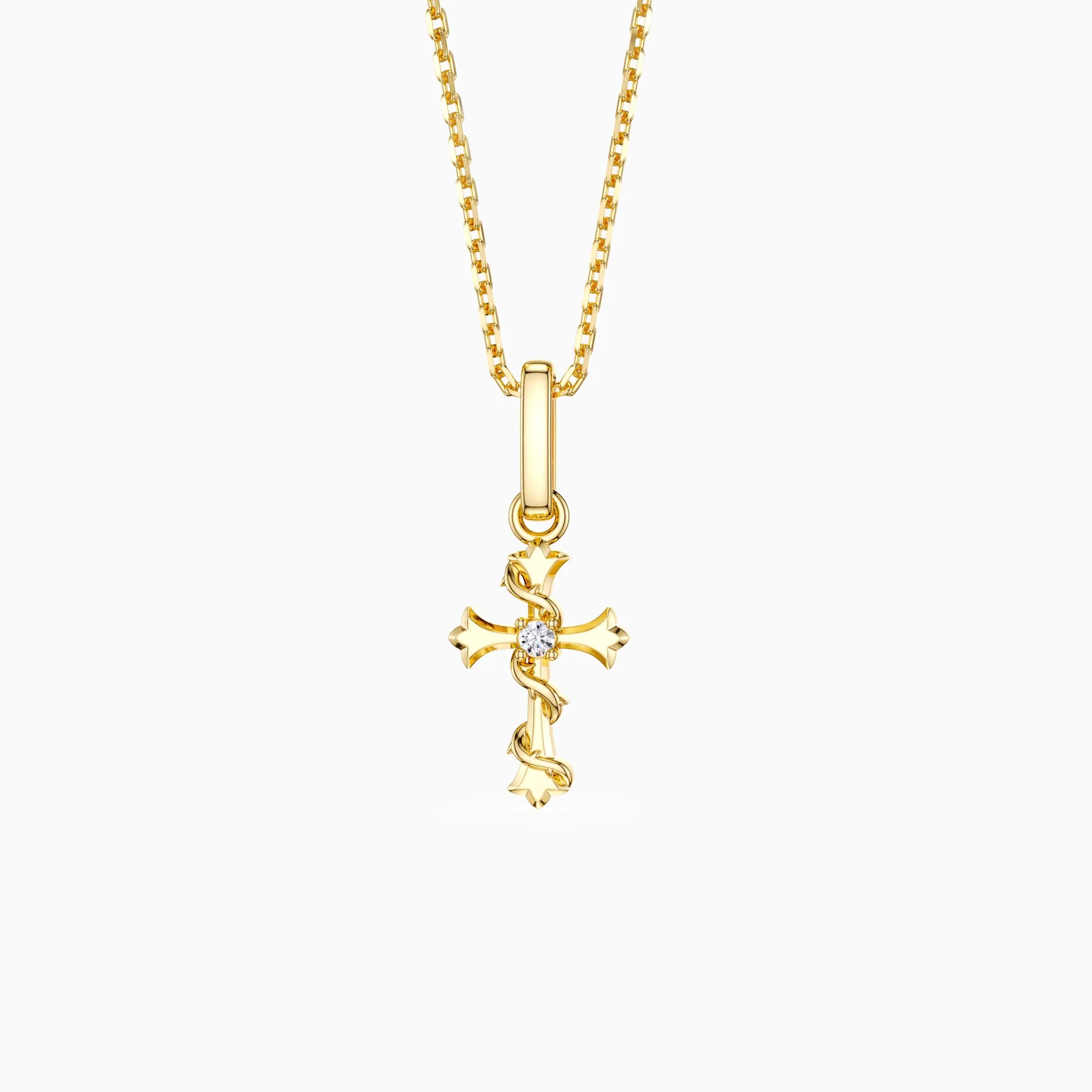 Fleur-de-Lis Thorn Cross Charm Pendant sold by Vanimy Jewelry product image thumbnail 2