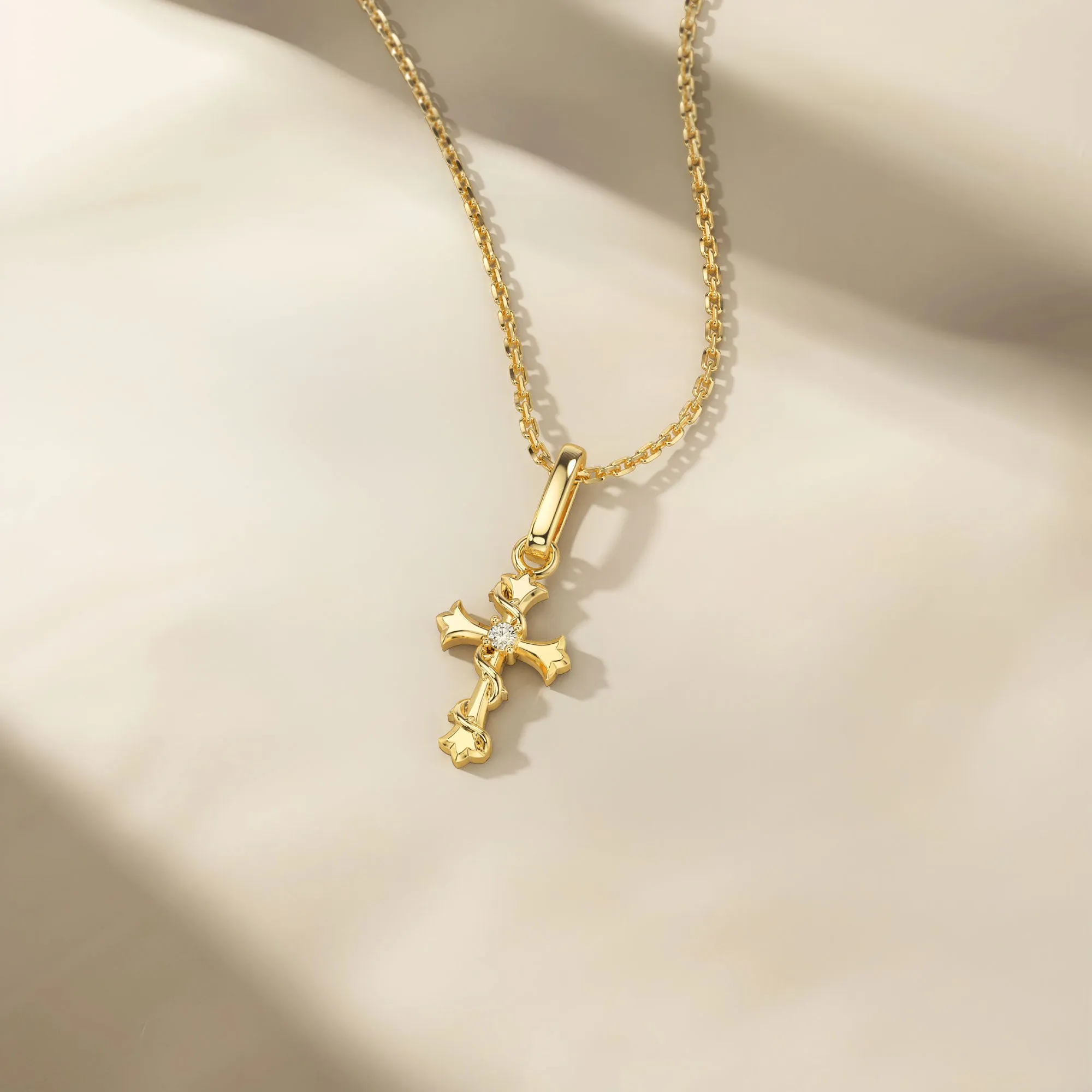 Fleur-de-Lis Thorn Cross Charm Pendant sold by Vanimy Jewelry product image thumbnail 5