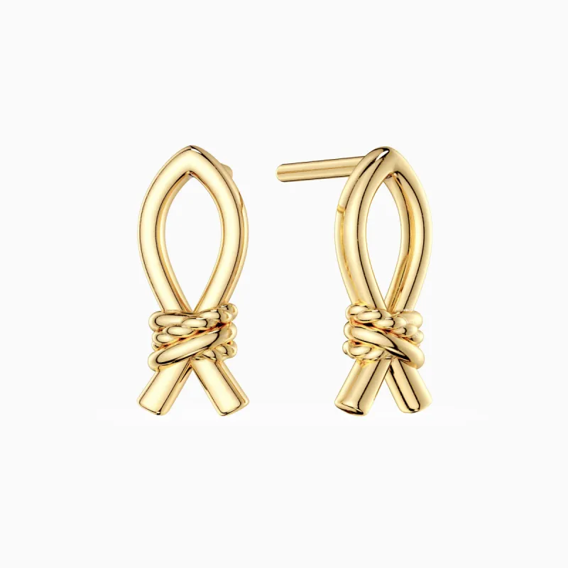 Ichthys Knot Stud Earrings sold by Vanimy Jewelry