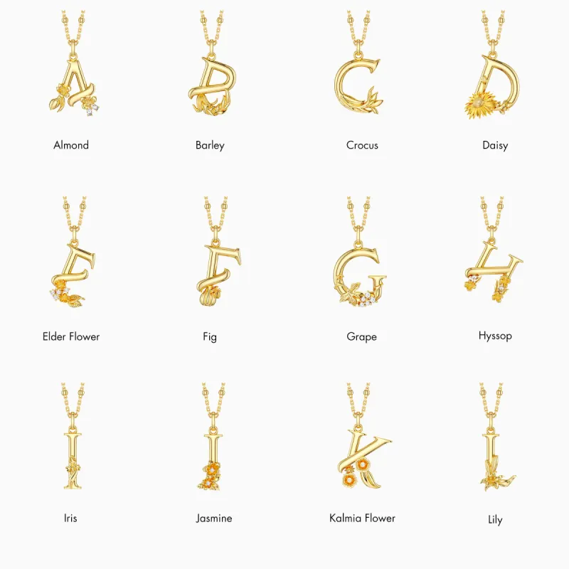 Blossom Letter A-Z Pendant Necklace sold by Vanimy Jewelry