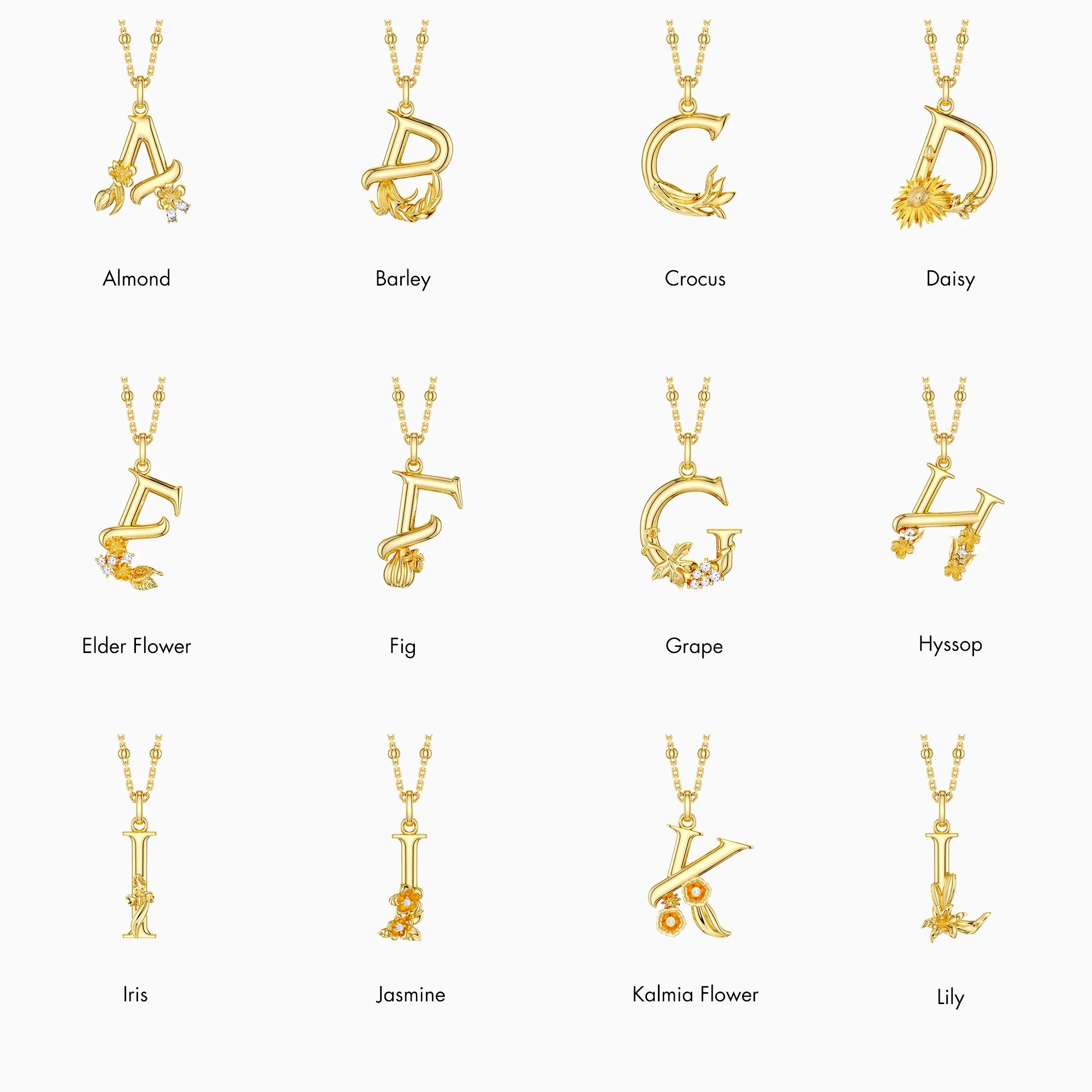 Blossom Letter A-Z Pendant Necklace sold by Vanimy Jewelry