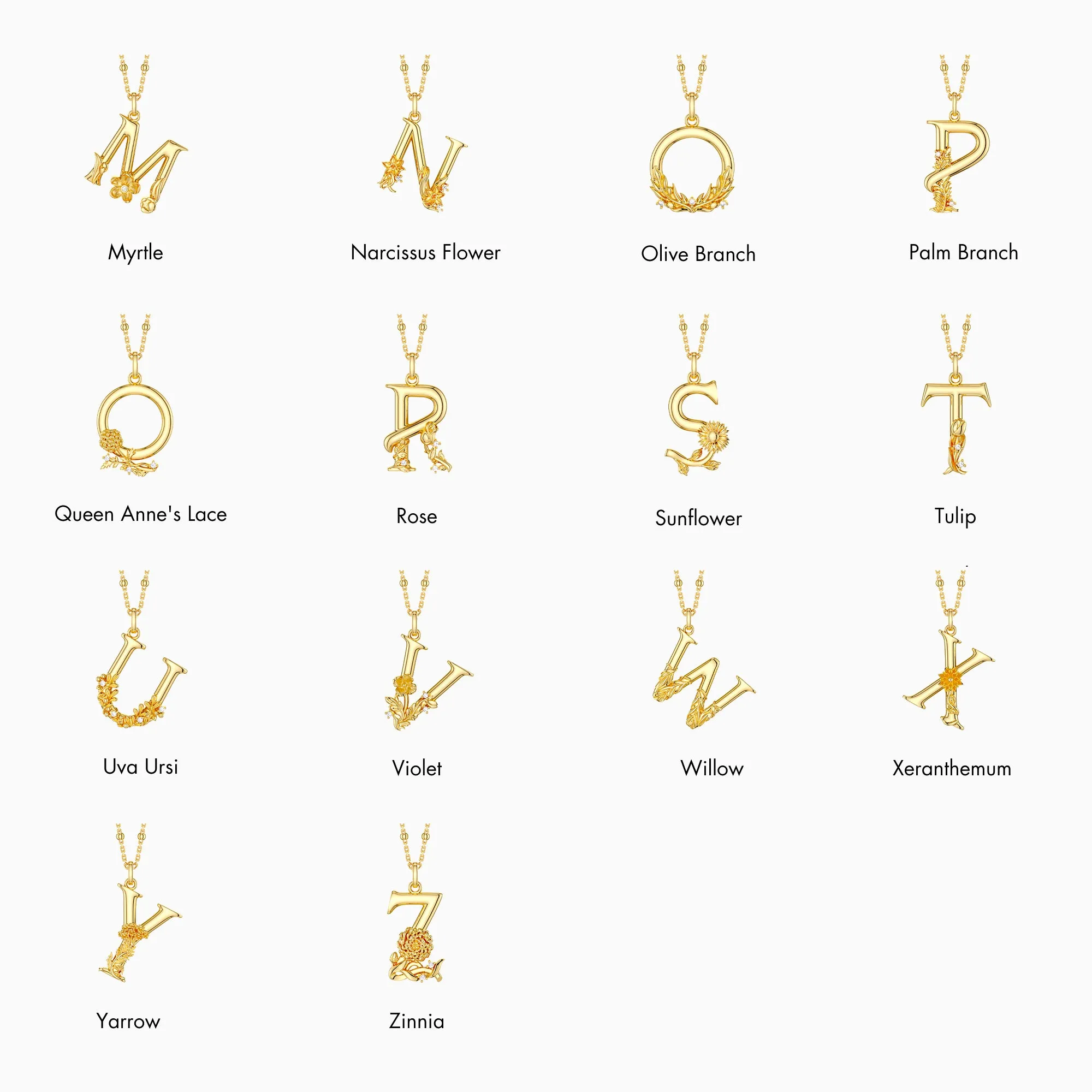 Blossom Letter A-Z Pendant Necklace sold by Vanimy Jewelry product image thumbnail 2