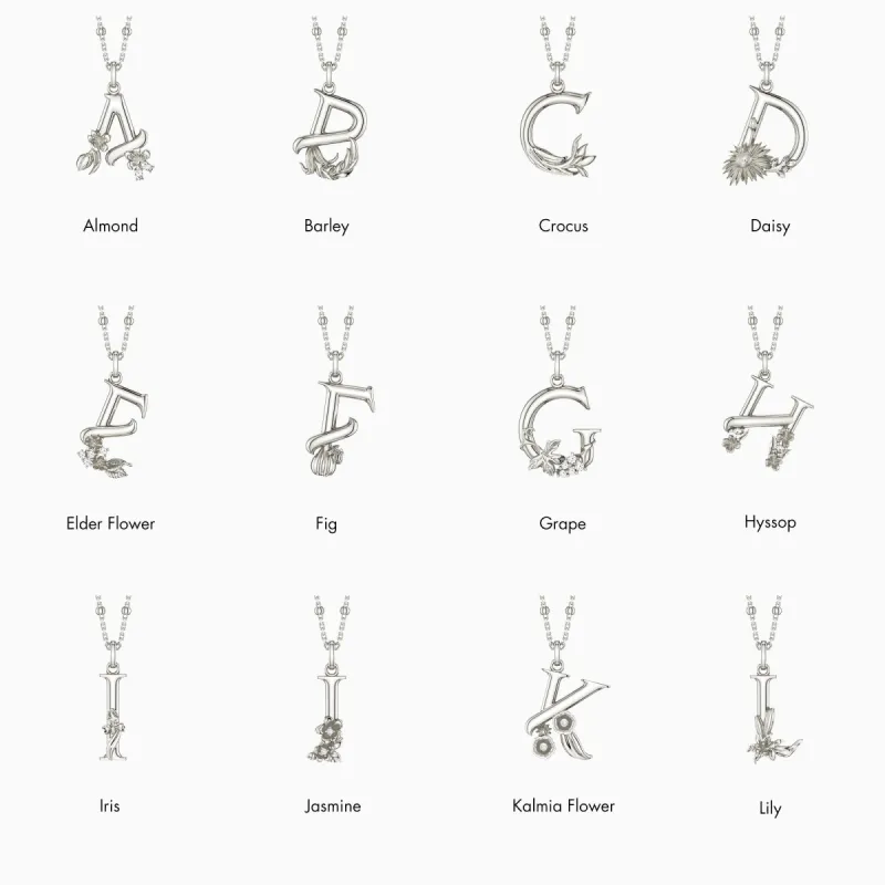 Blossom Letter A-Z Pendant Necklace sold by Vanimy Jewelry