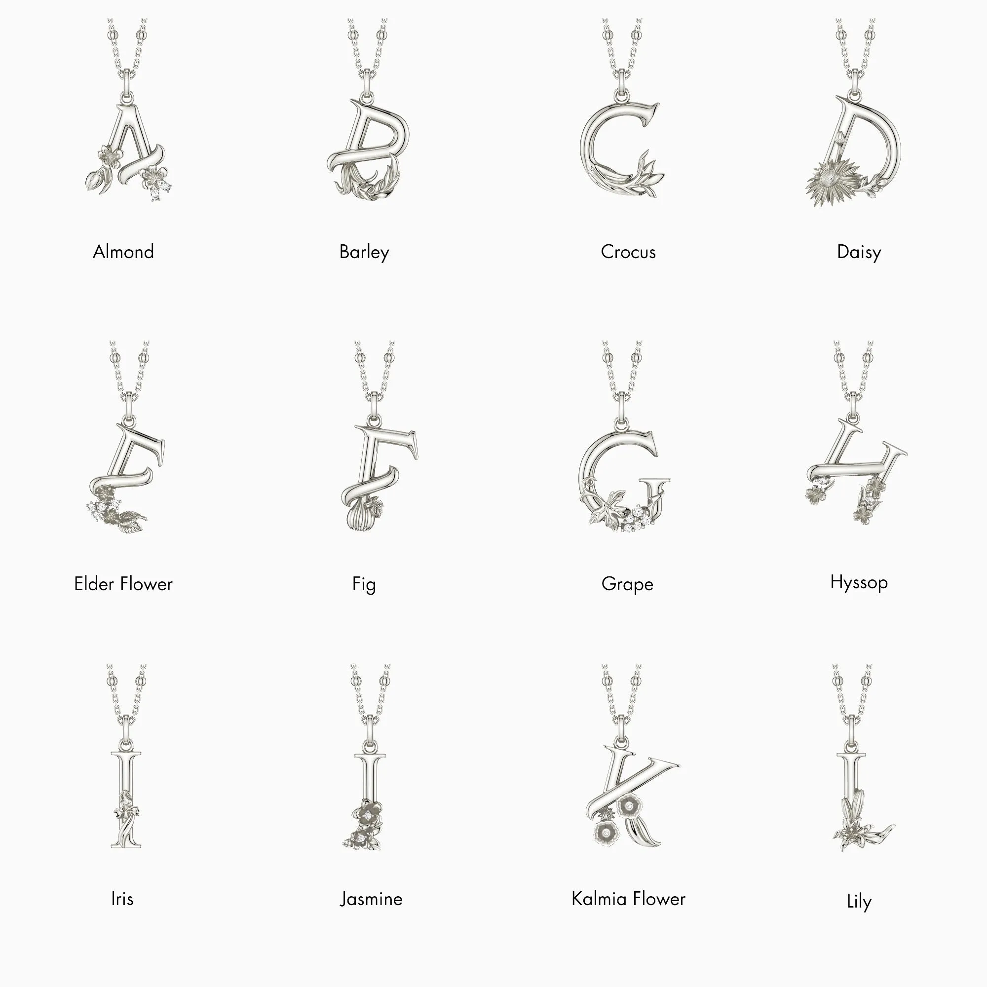 Blossom Letter A-Z Pendant Necklace sold by Vanimy Jewelry