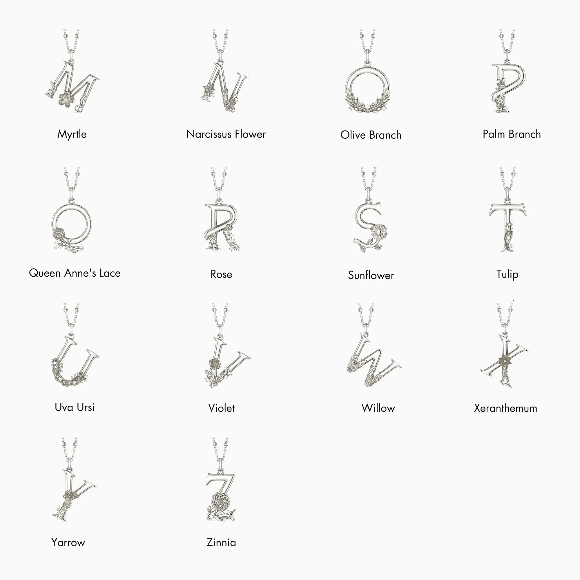 Blossom Letter A-Z Pendant Necklace sold by Vanimy Jewelry product image thumbnail 2