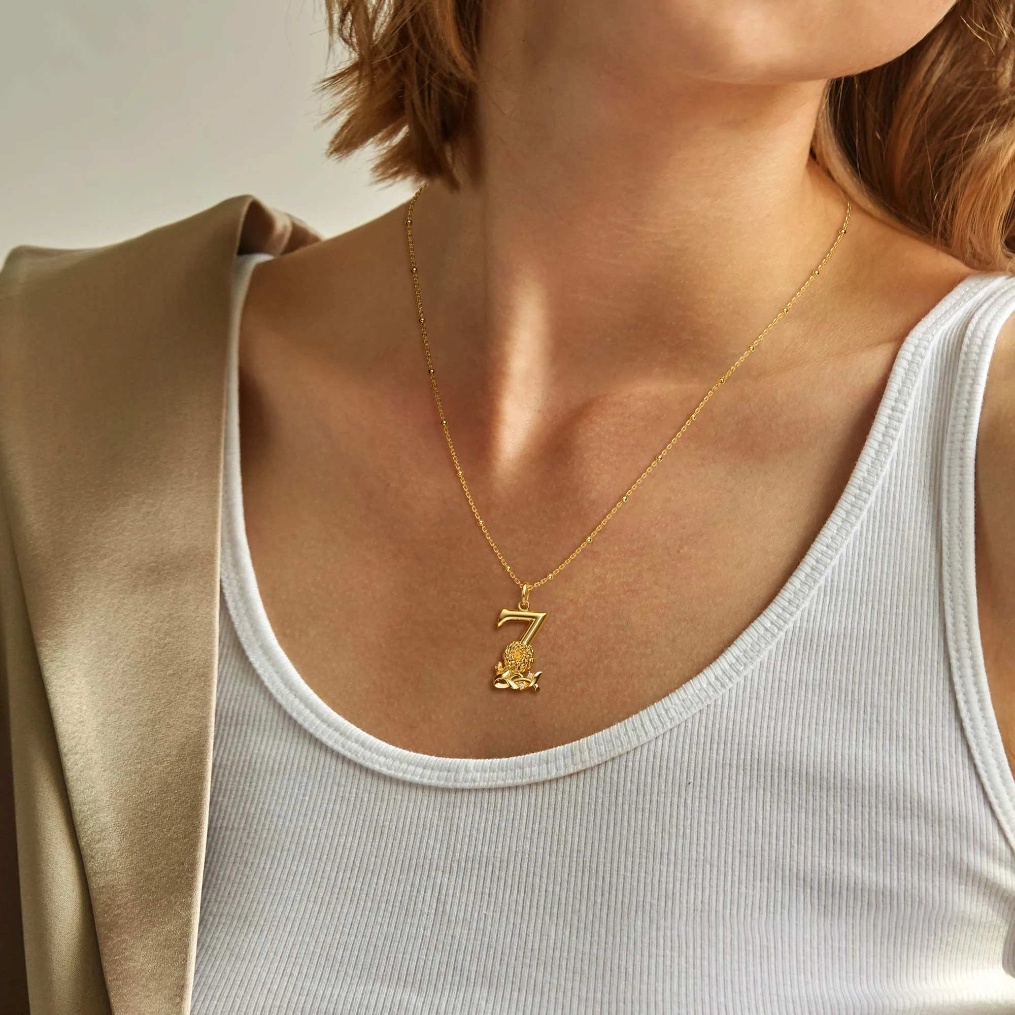 Zinnia Blossom Letter Z Pendant Necklace sold by Vanimy Jewelry product image thumbnail 2