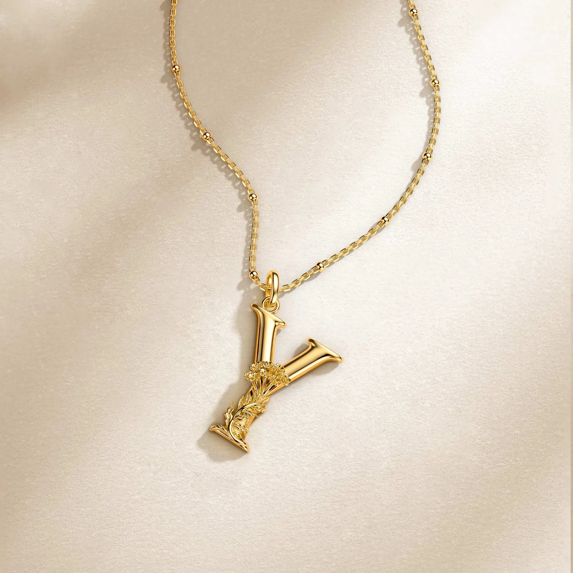 Yarrow Blossom Letter Y Pendant Necklace sold by Vanimy Jewelry product image thumbnail 3