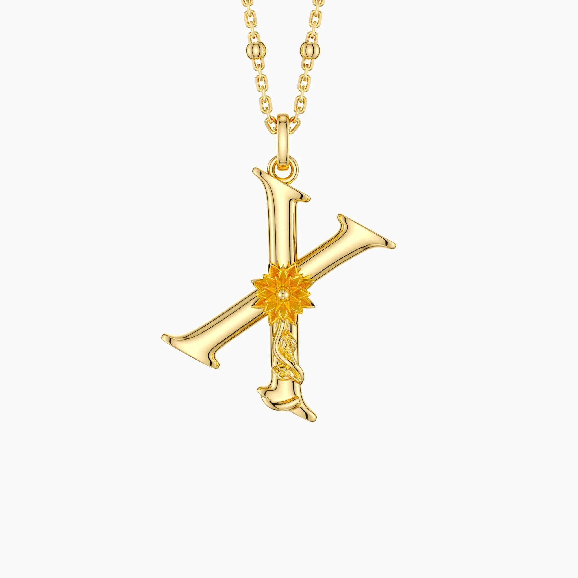 Xeranthemum Blossom Letter X Pendant Necklace sold by Vanimy Jewelry