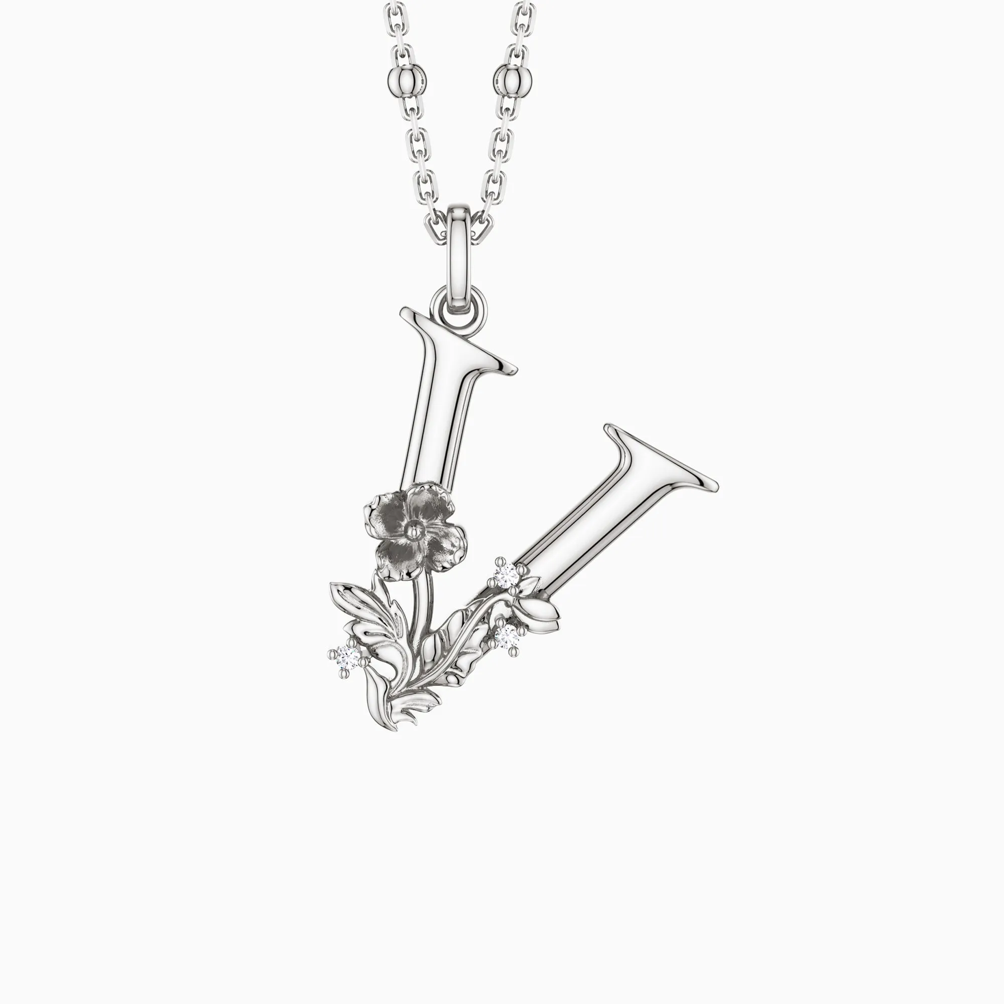 Violet Blossom Letter V Pendant Necklace sold by Vanimy Jewelry product image thumbnail 5