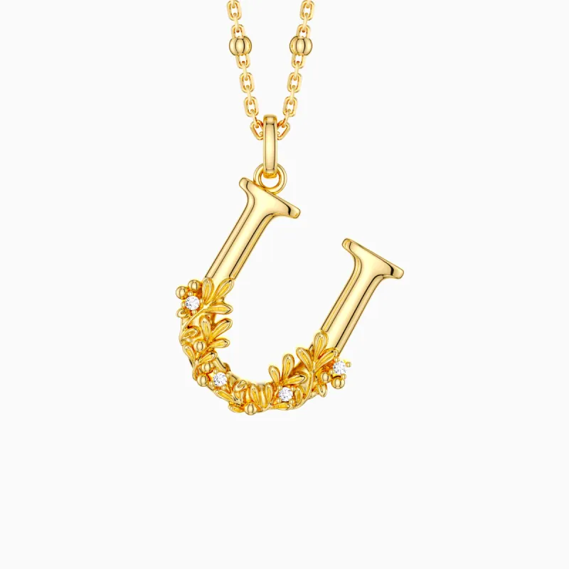 Uva Ursi Blossom Letter U Pendant Necklace sold by Vanimy Jewelry