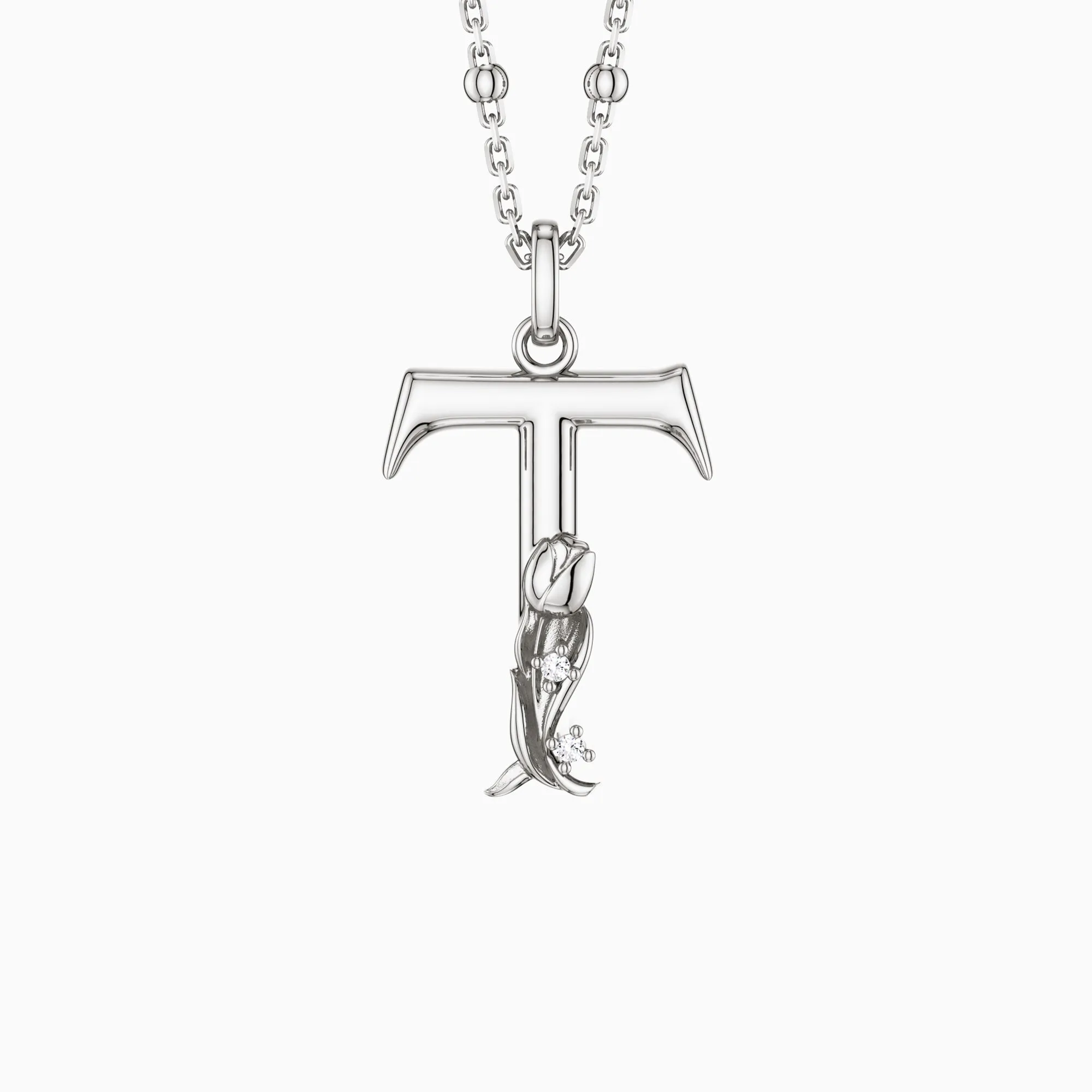 Tulip Blossom Letter T Pendant Necklace sold by Vanimy Jewelry product image thumbnail 5
