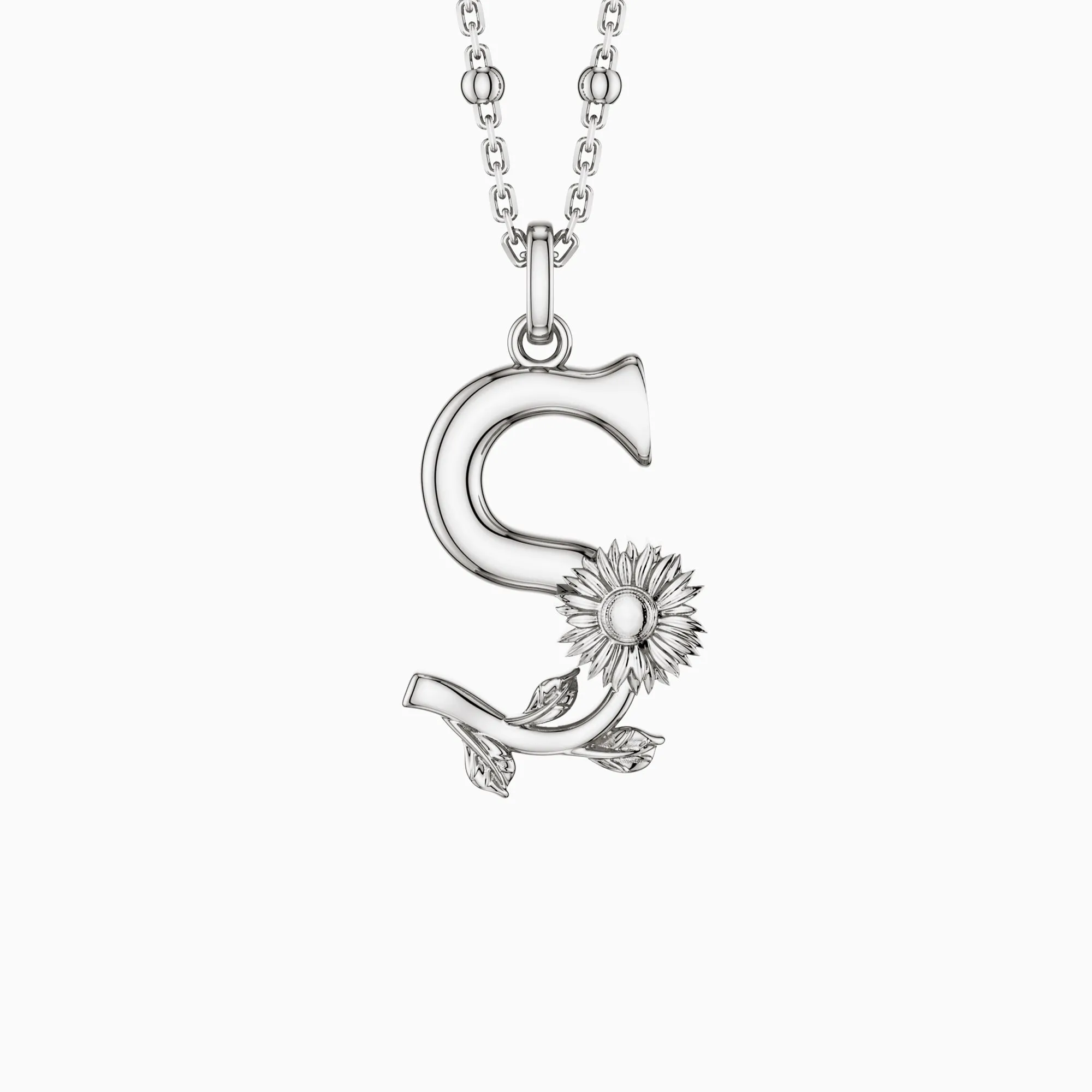 Sunflower Blossom Letter S Pendant Necklace sold by Vanimy Jewelry product image thumbnail 5
