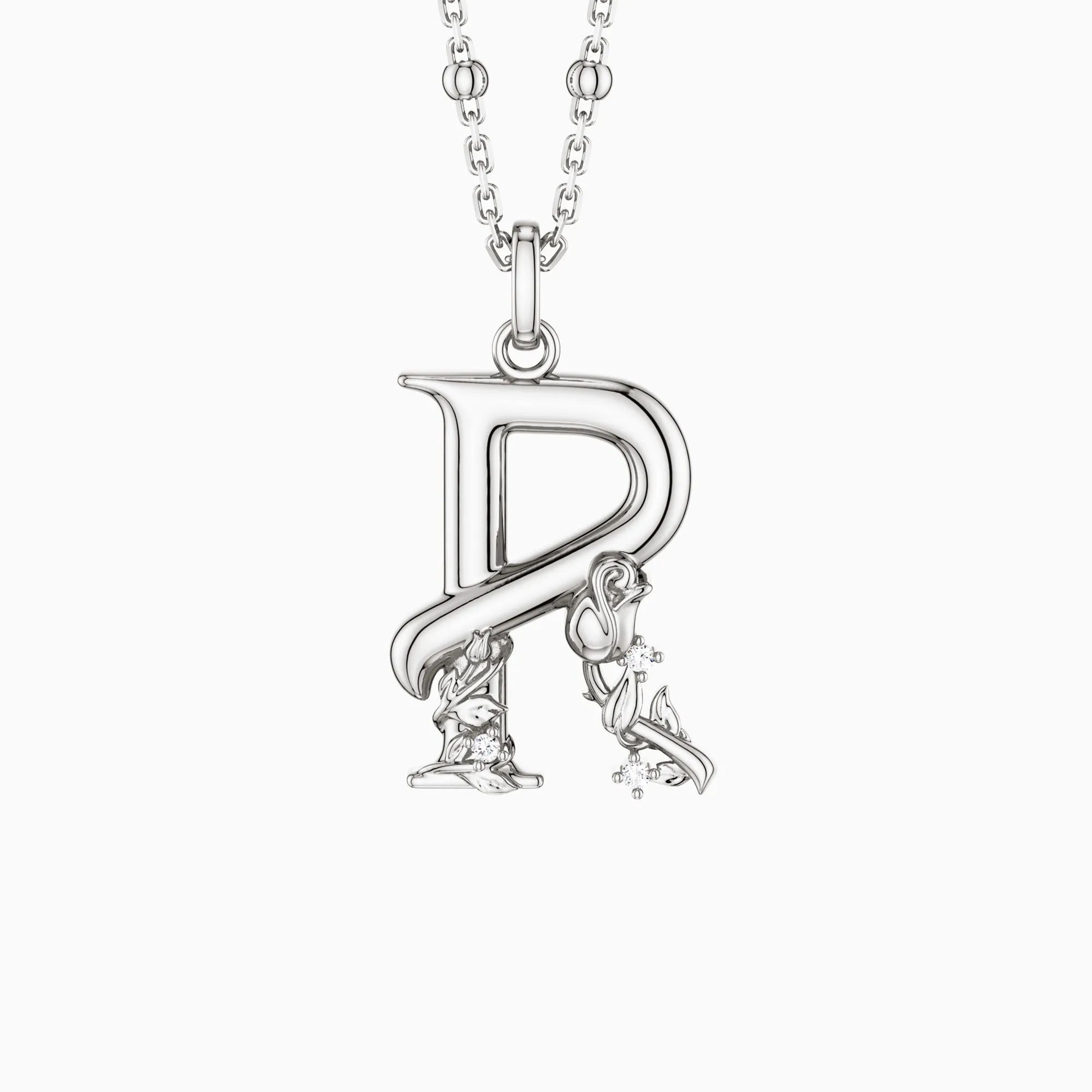 Rose Blossom Letter R Pendant Necklace sold by Vanimy Jewelry product image thumbnail 5