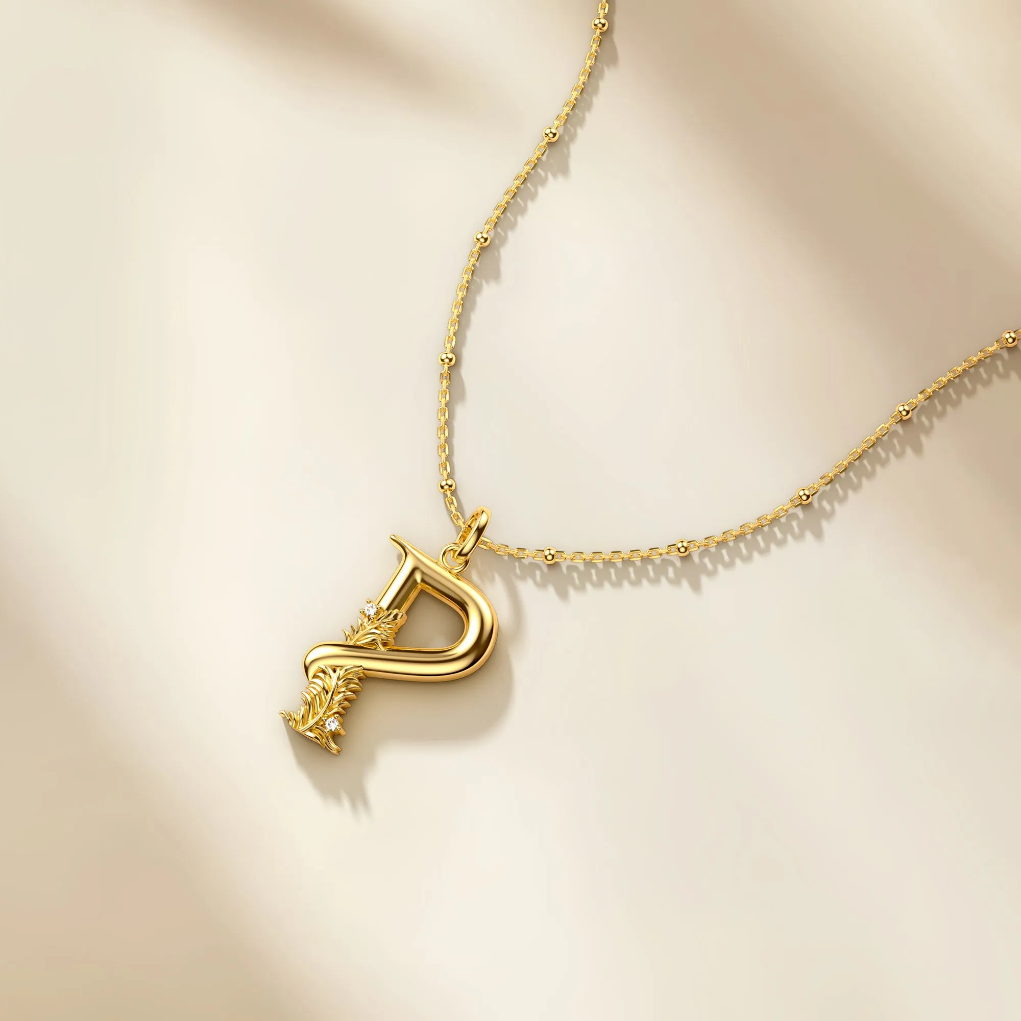 Palm Branch Blossom Letter P Pendant Necklace sold by Vanimy Jewelry product image thumbnail 3