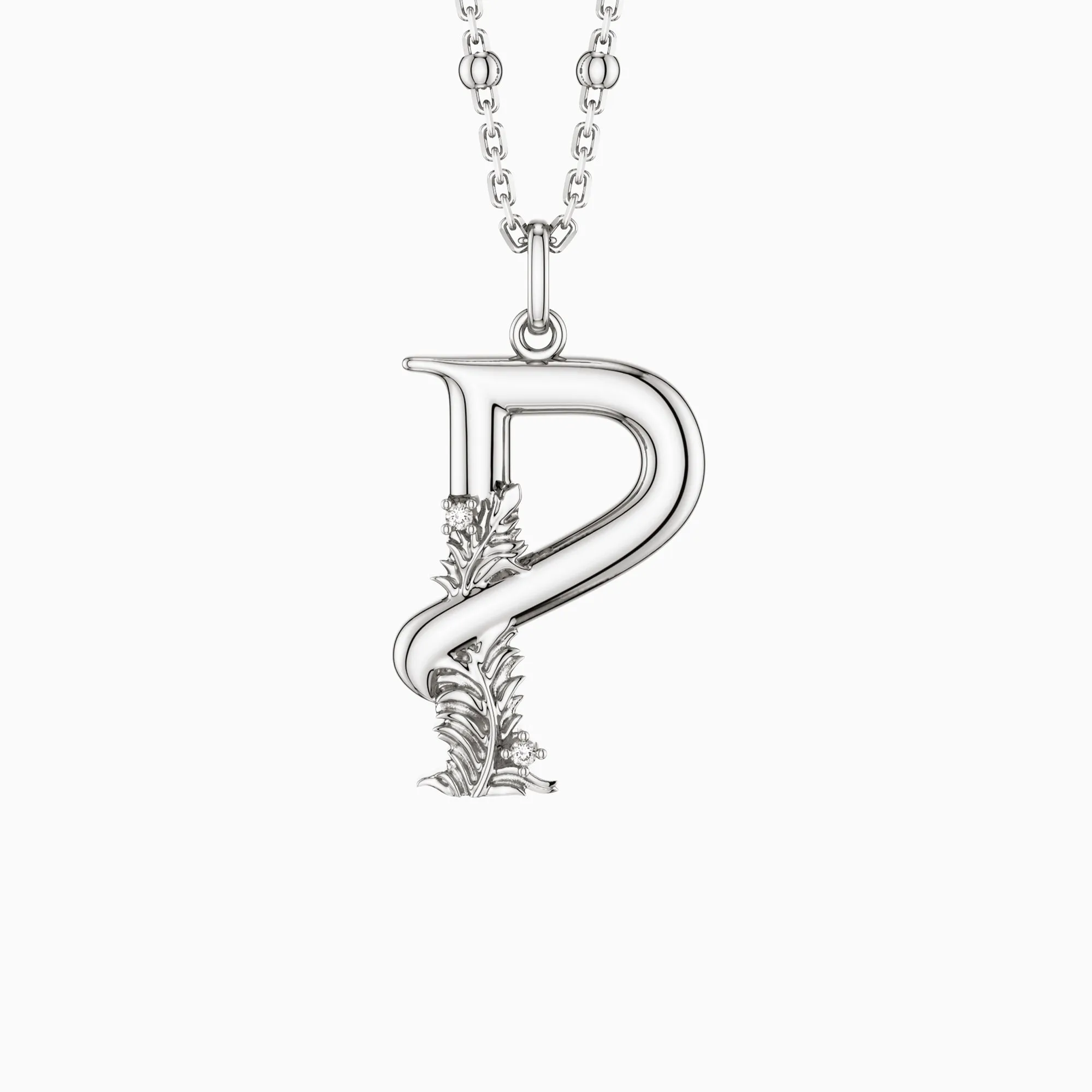 Palm Branch Blossom Letter P Pendant Necklace sold by Vanimy Jewelry product image thumbnail 5