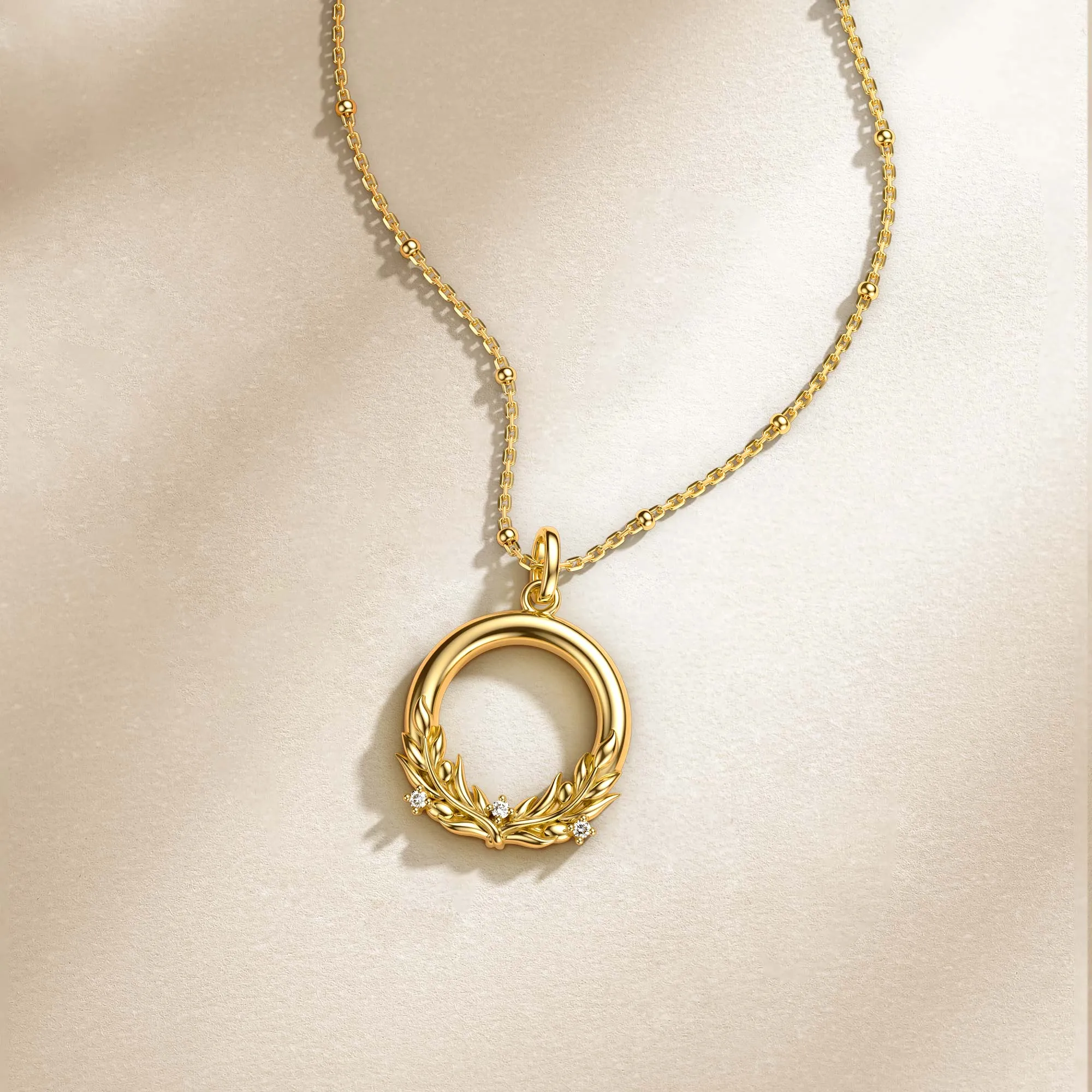 Olive Branch Blossom Letter O Pendant Necklace sold by Vanimy Jewelry product image thumbnail 3