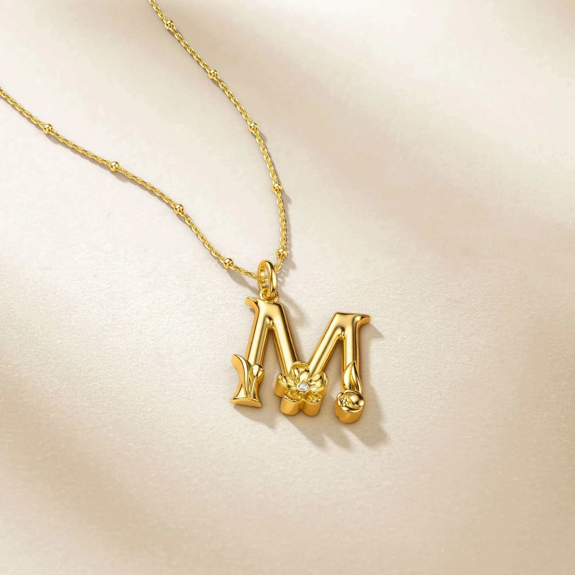Myrtle Blossom Letter M Pendant Necklace sold by Vanimy Jewelry product image thumbnail 3