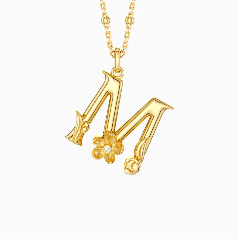Myrtle Blossom Letter M Pendant Necklace sold by Vanimy Jewelry