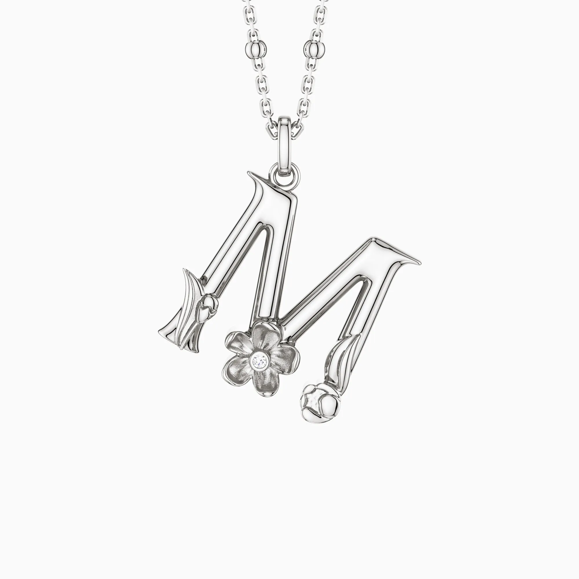 Myrtle Blossom Letter M Pendant Necklace sold by Vanimy Jewelry product image thumbnail 5
