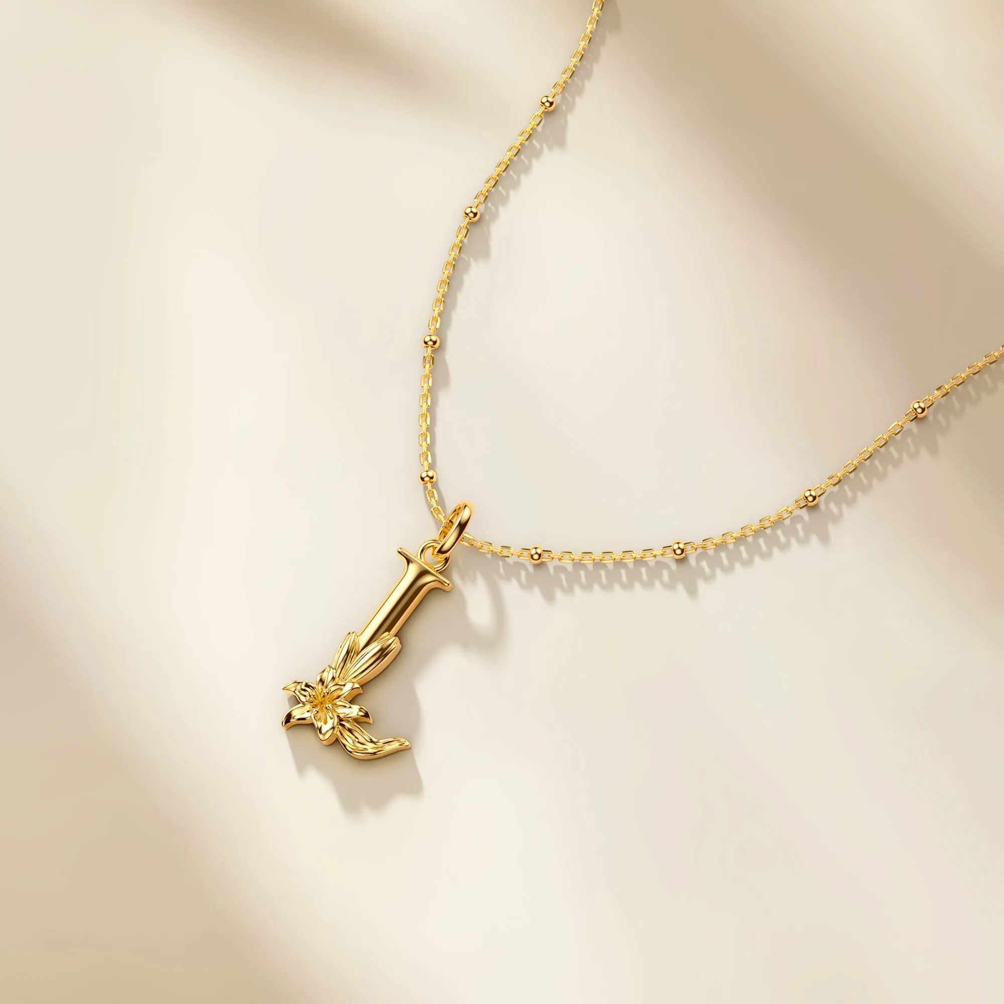 Lily Blossom Letter L Pendant Necklace sold by Vanimy Jewelry product image thumbnail 3