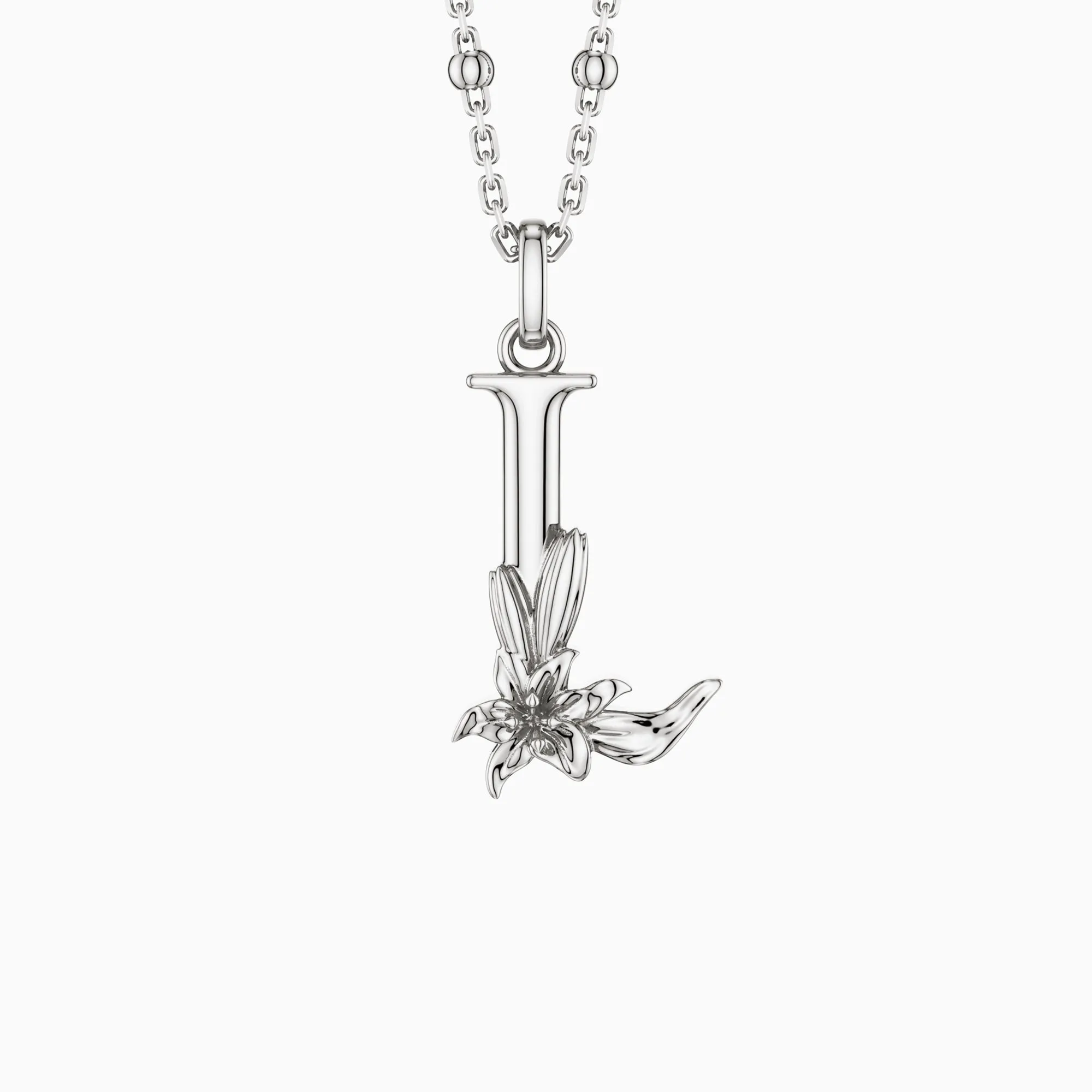 Lily Blossom Letter L Pendant Necklace sold by Vanimy Jewelry product image thumbnail 5