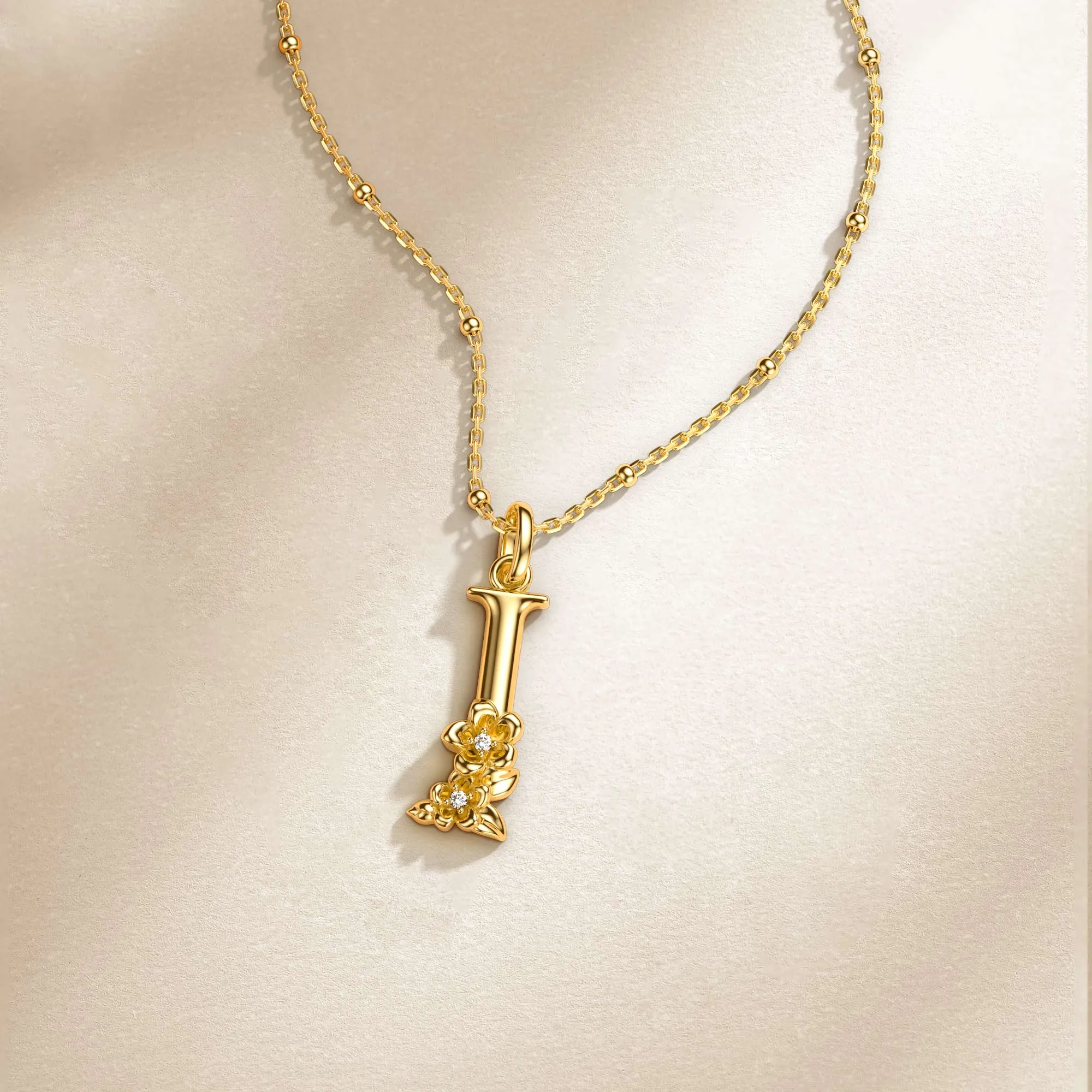 Jasmine Blossom Letter J Pendant Necklace sold by Vanimy Jewelry product image thumbnail 3