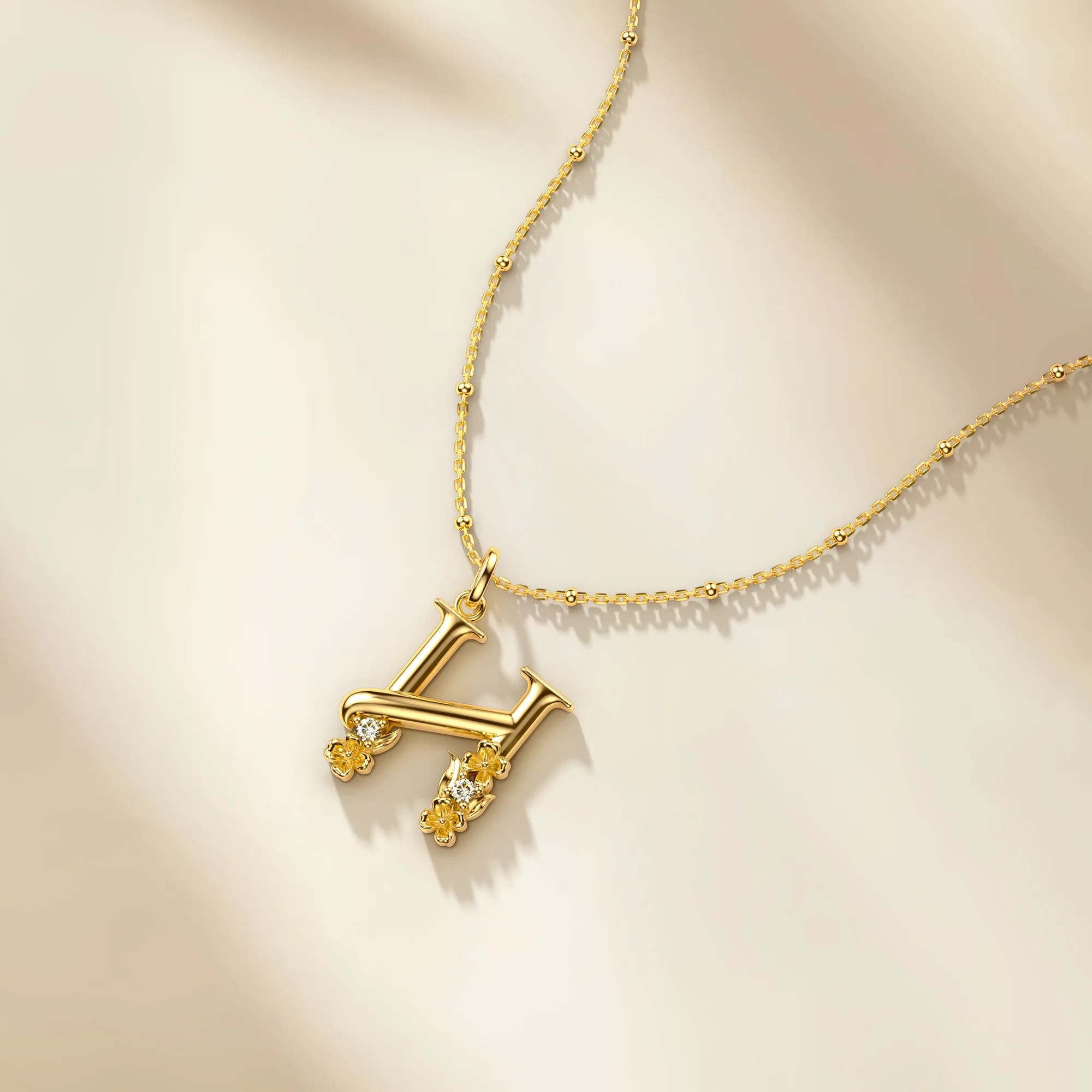 Hyssop Blossom Letter H Pendant Necklace sold by Vanimy Jewelry product image thumbnail 3