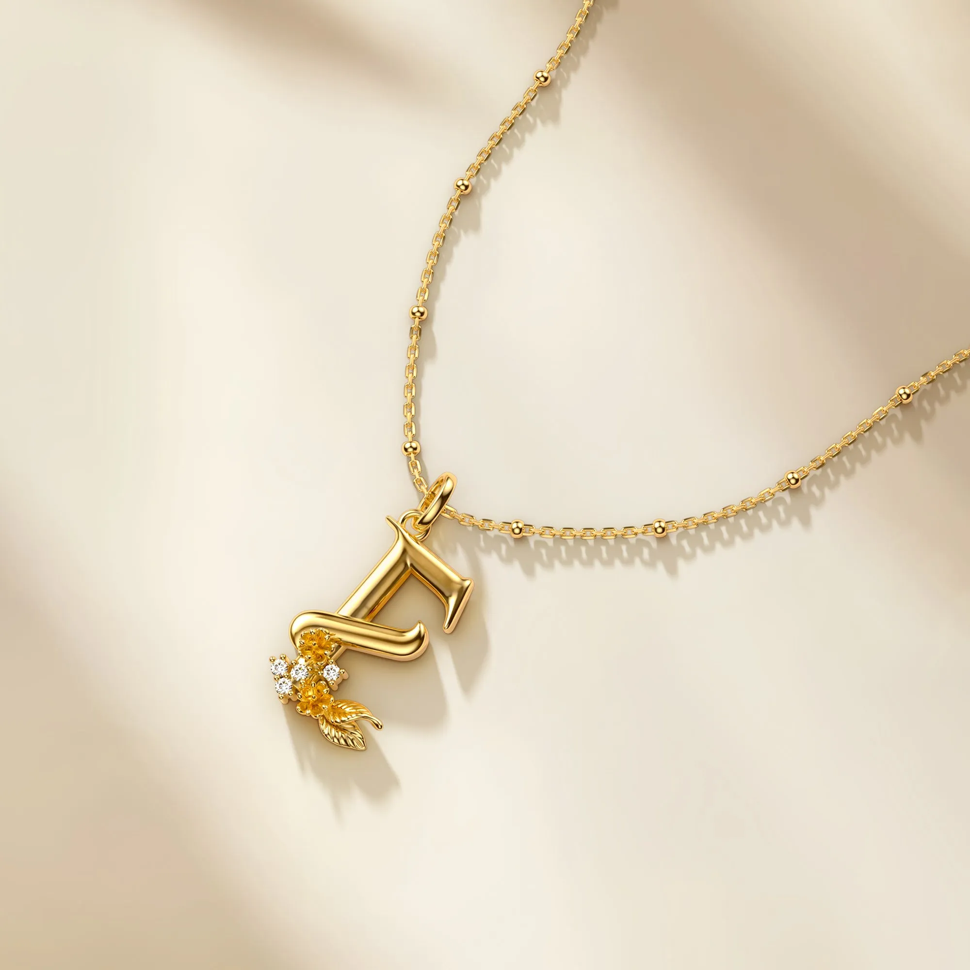 Elder Flower Blossom Letter E Pendant Necklace sold by Vanimy Jewelry product image thumbnail 2